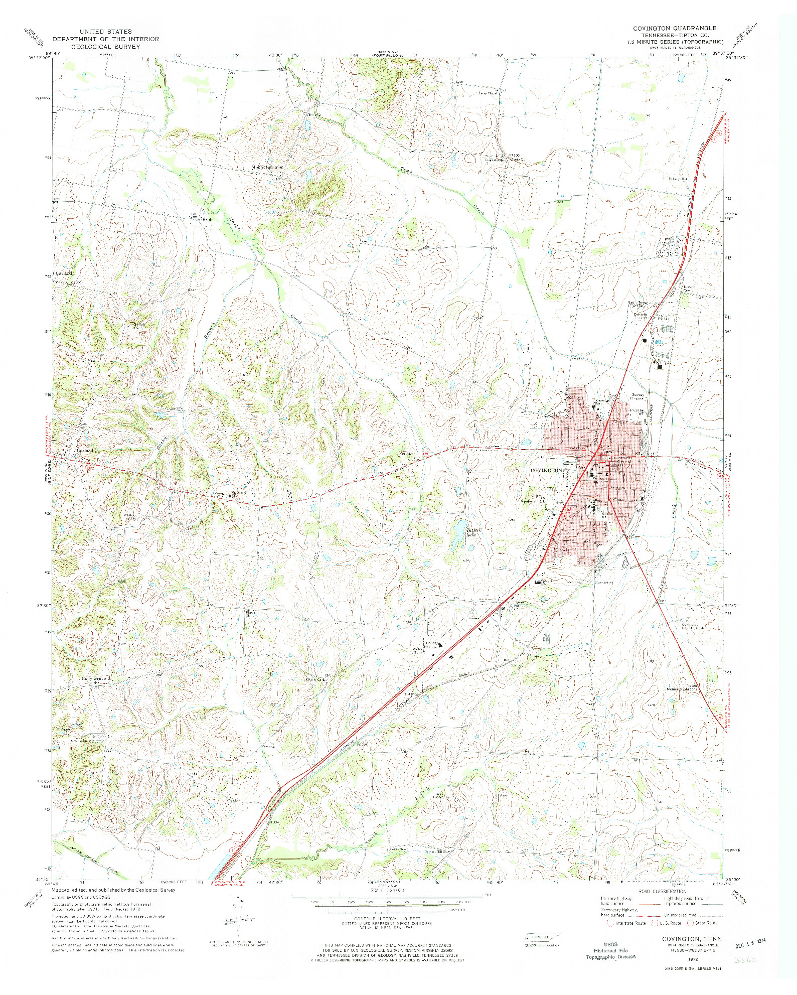 USGS 1:24000-SCALE QUADRANGLE FOR COVINGTON, TN 1972