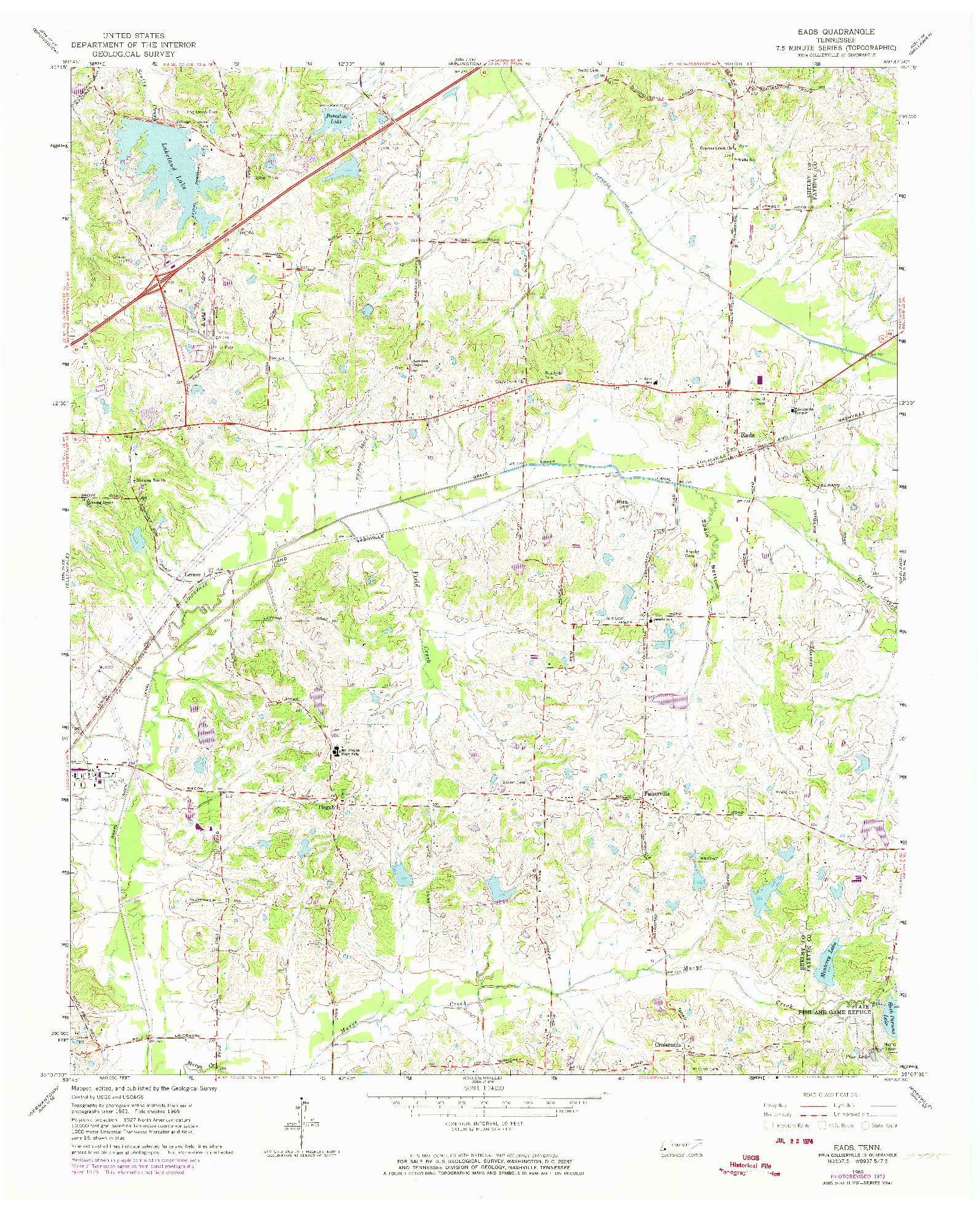 USGS 1:24000-SCALE QUADRANGLE FOR EADS, TN 1965