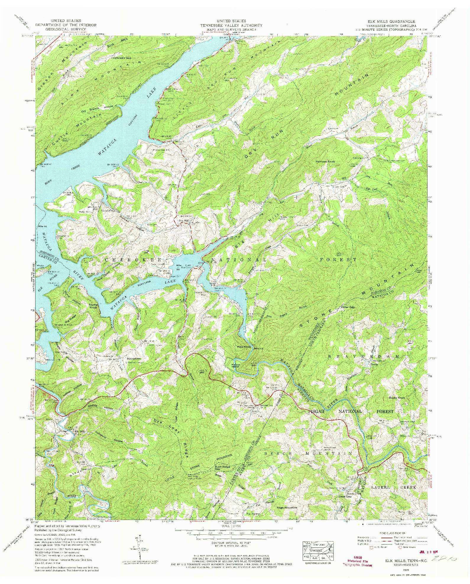 USGS 1:24000-SCALE QUADRANGLE FOR ELK MILLS, TN 1959