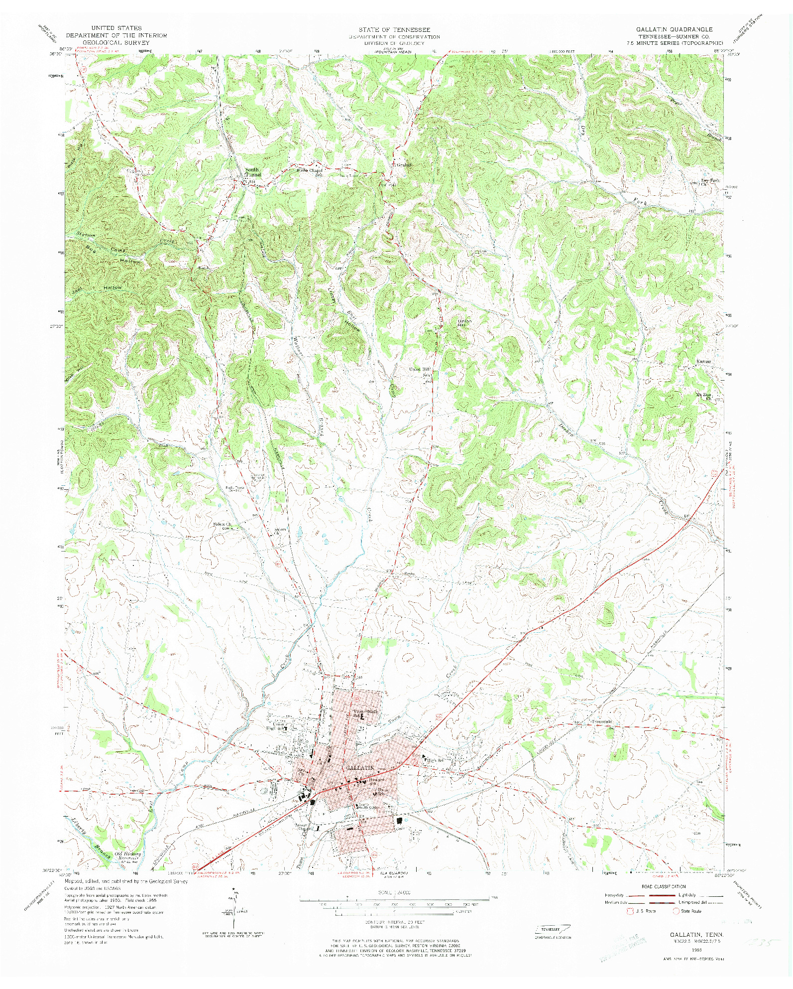 USGS 1:24000-SCALE QUADRANGLE FOR GALLATIN, TN 1955