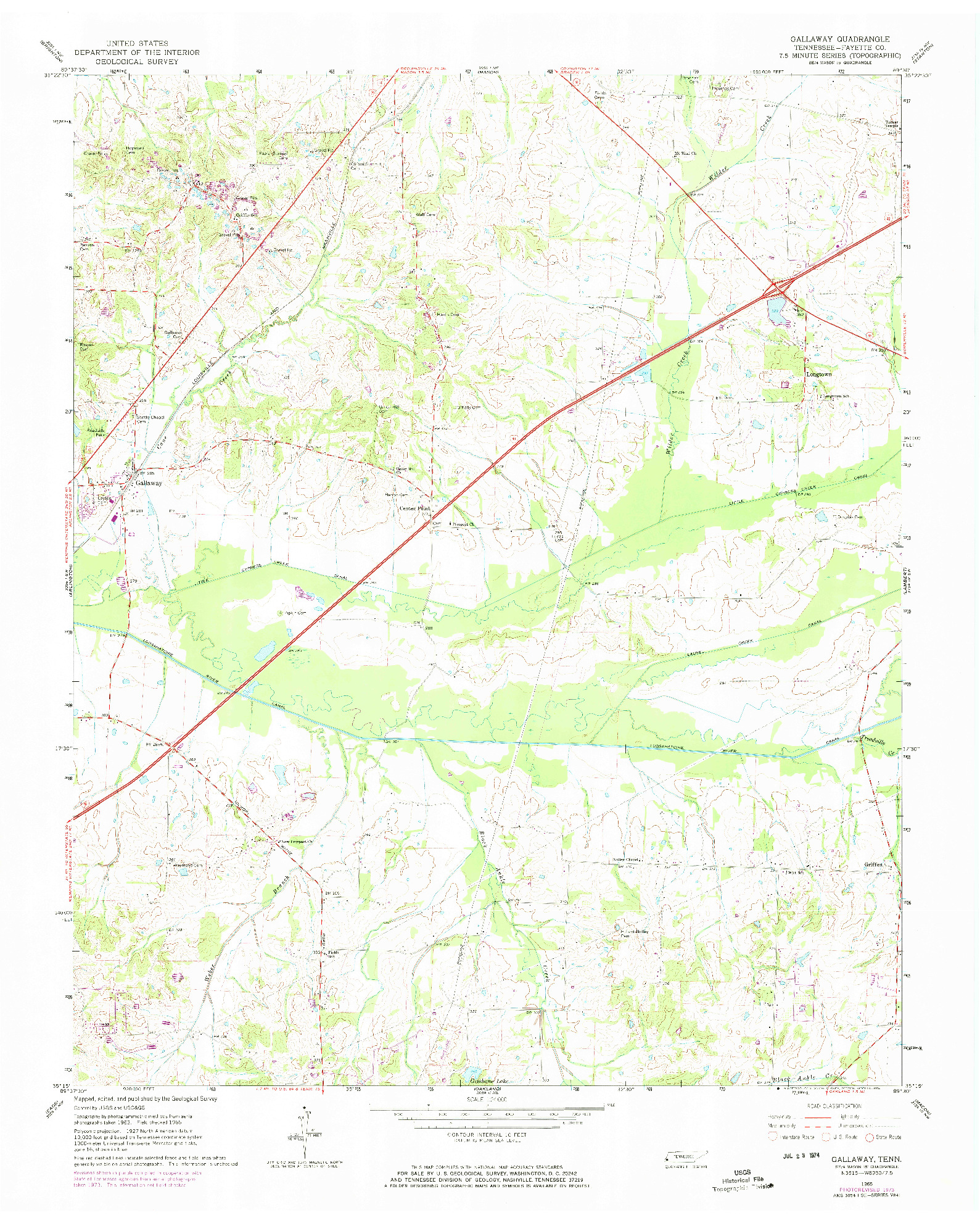 USGS 1:24000-SCALE QUADRANGLE FOR GALLAWAY, TN 1965