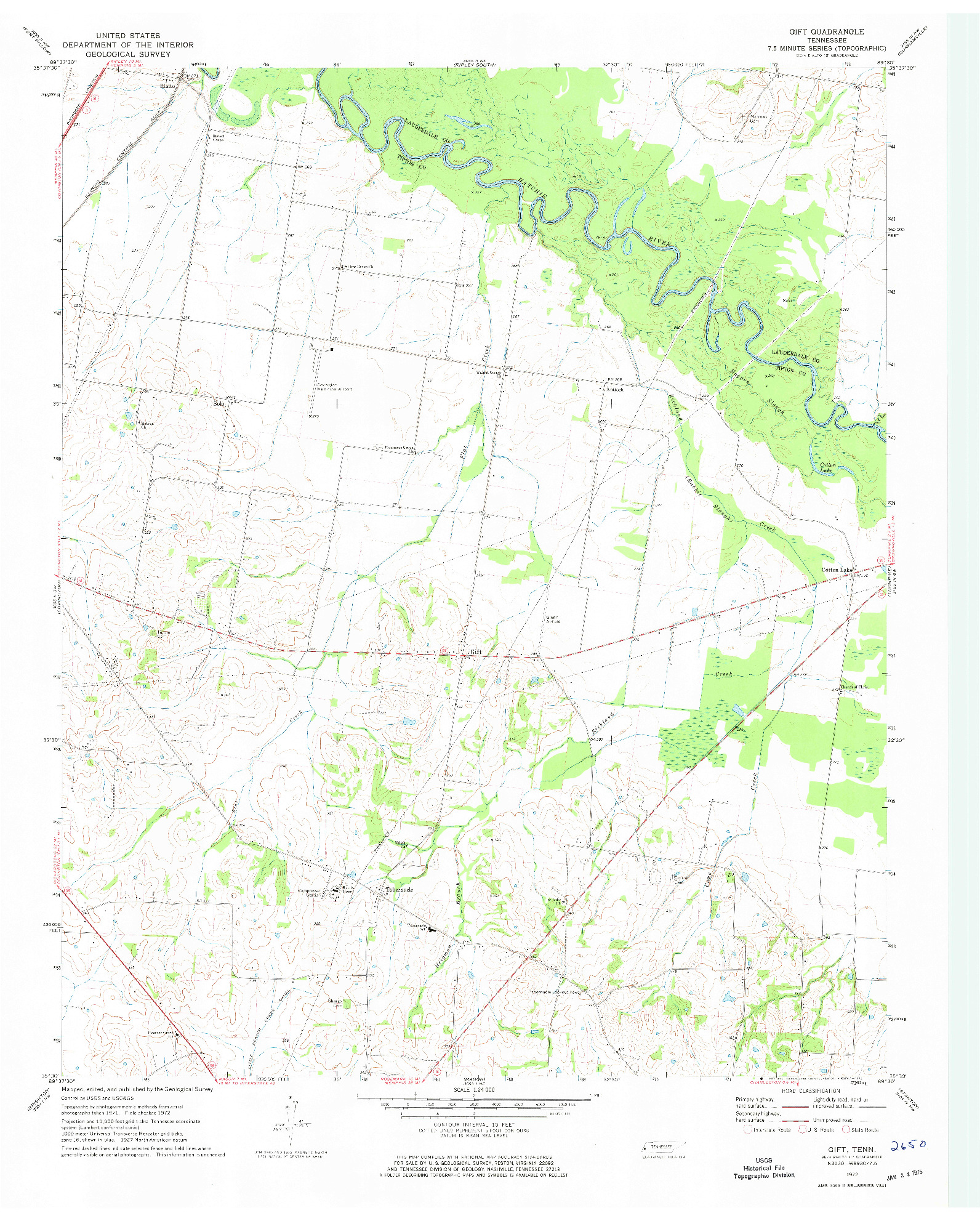 USGS 1:24000-SCALE QUADRANGLE FOR GIFT, TN 1972