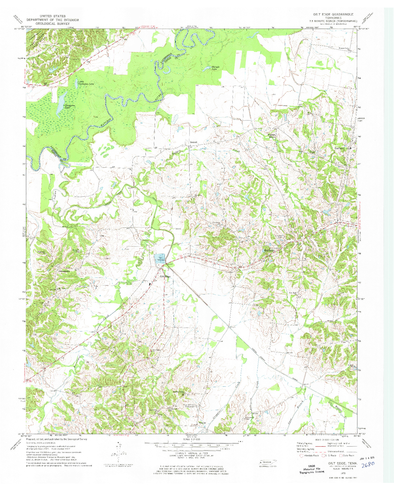 USGS 1:24000-SCALE QUADRANGLE FOR GILT EDGE, TN 1972