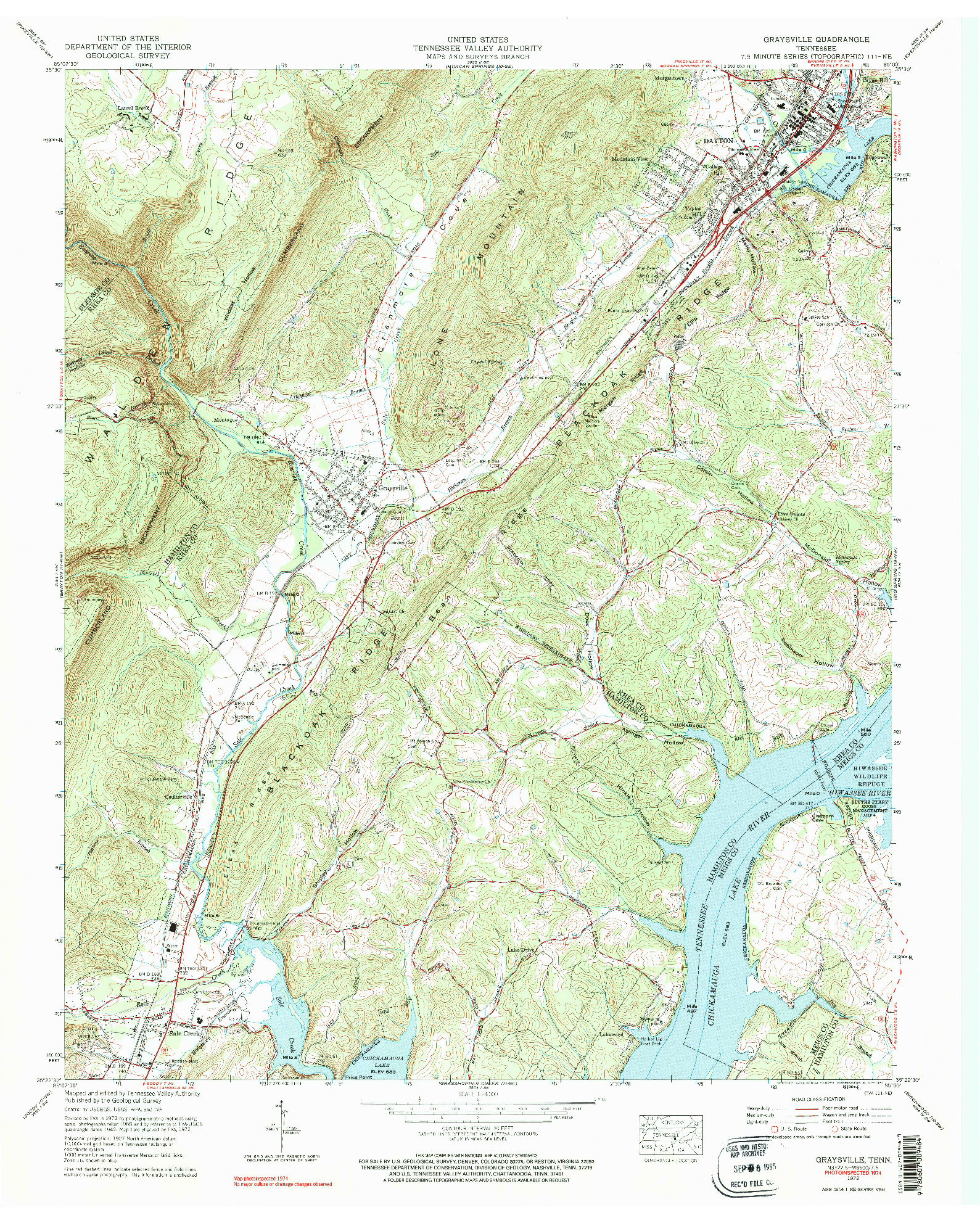 USGS 1:24000-SCALE QUADRANGLE FOR GRAYSVILLE, TN 1972