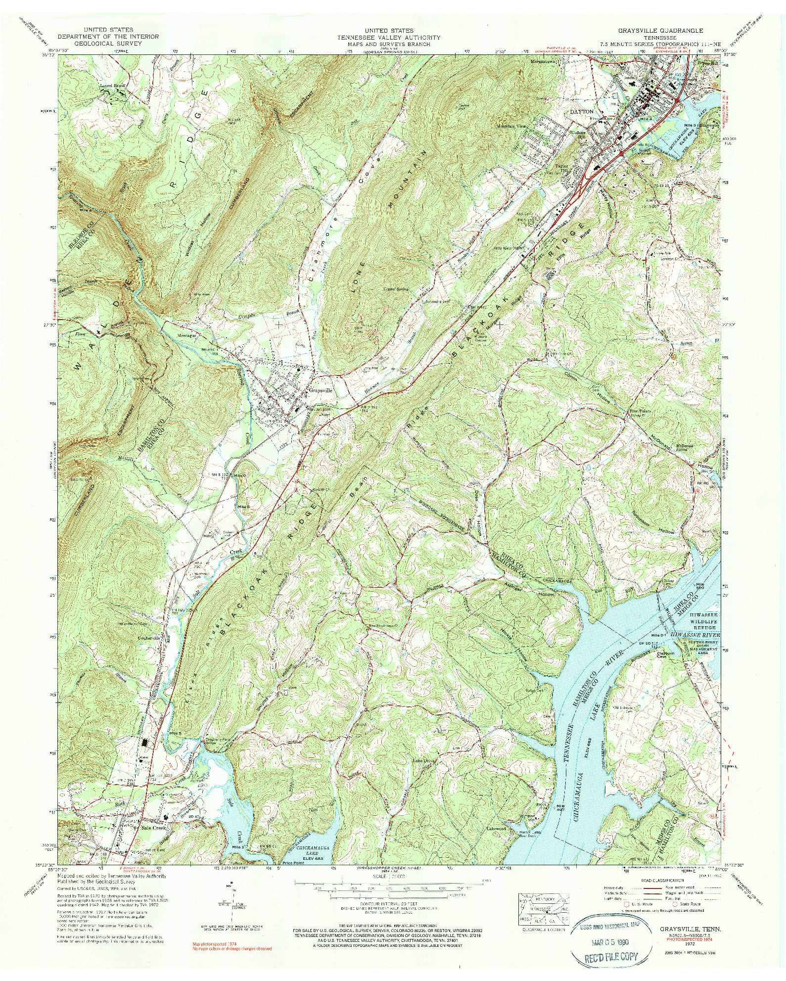 USGS 1:24000-SCALE QUADRANGLE FOR GRAYSVILLE, TN 1972
