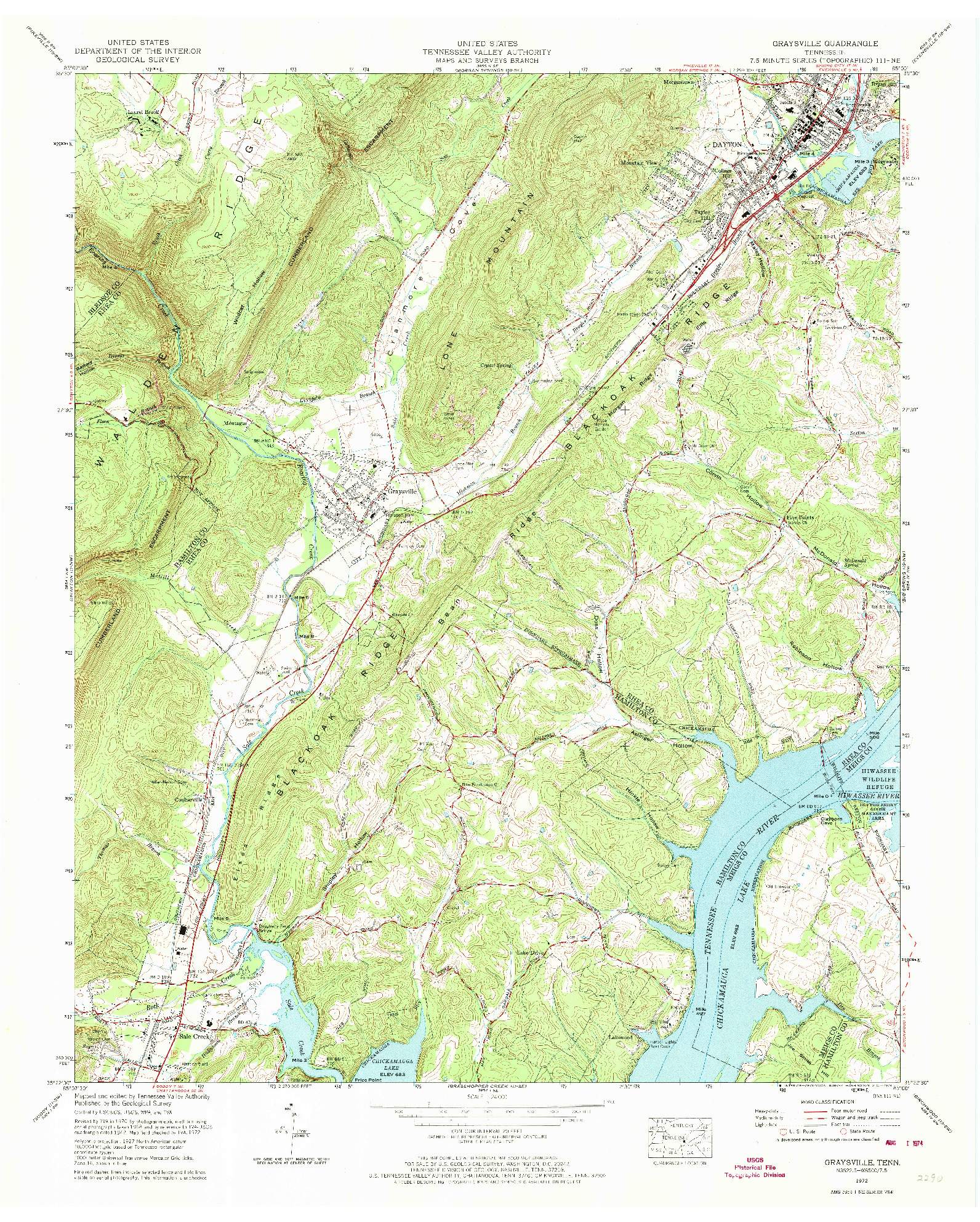 USGS 1:24000-SCALE QUADRANGLE FOR GRAYSVILLE, TN 1972