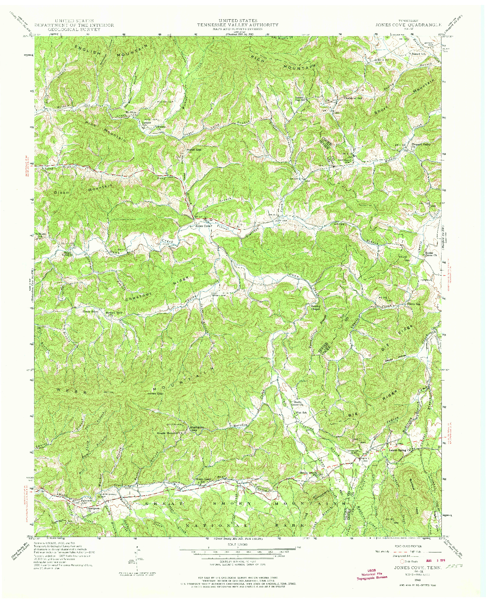 USGS 1:24000-SCALE QUADRANGLE FOR JONES COVE, TN 1940