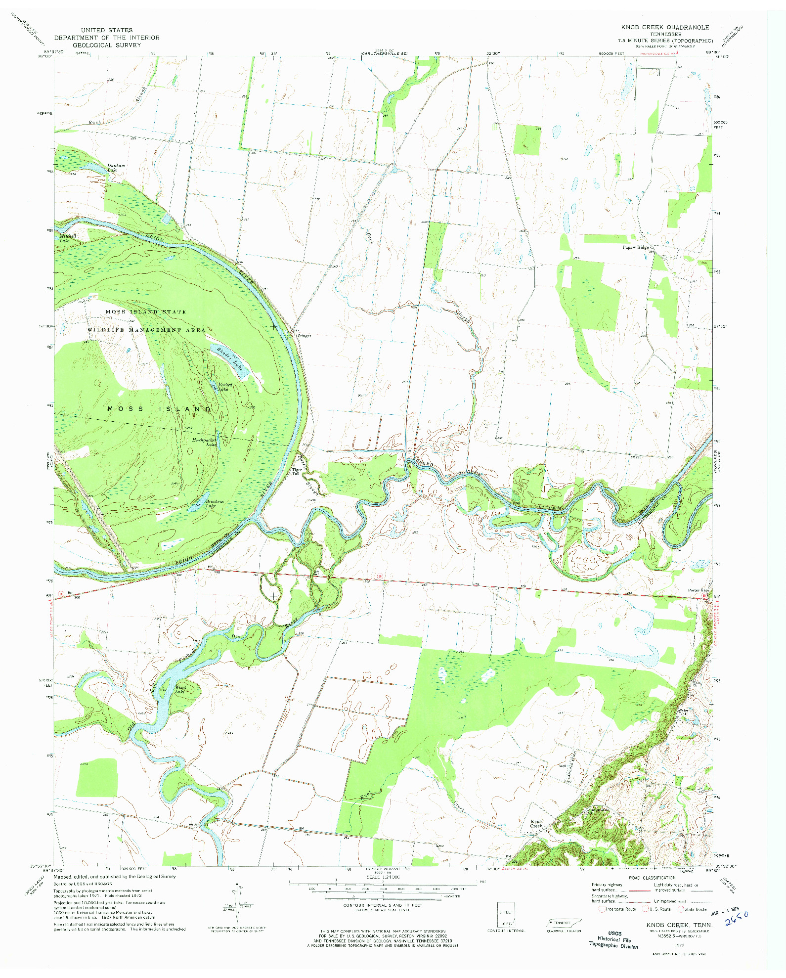 USGS 1:24000-SCALE QUADRANGLE FOR KNOB CREEK, TN 1972