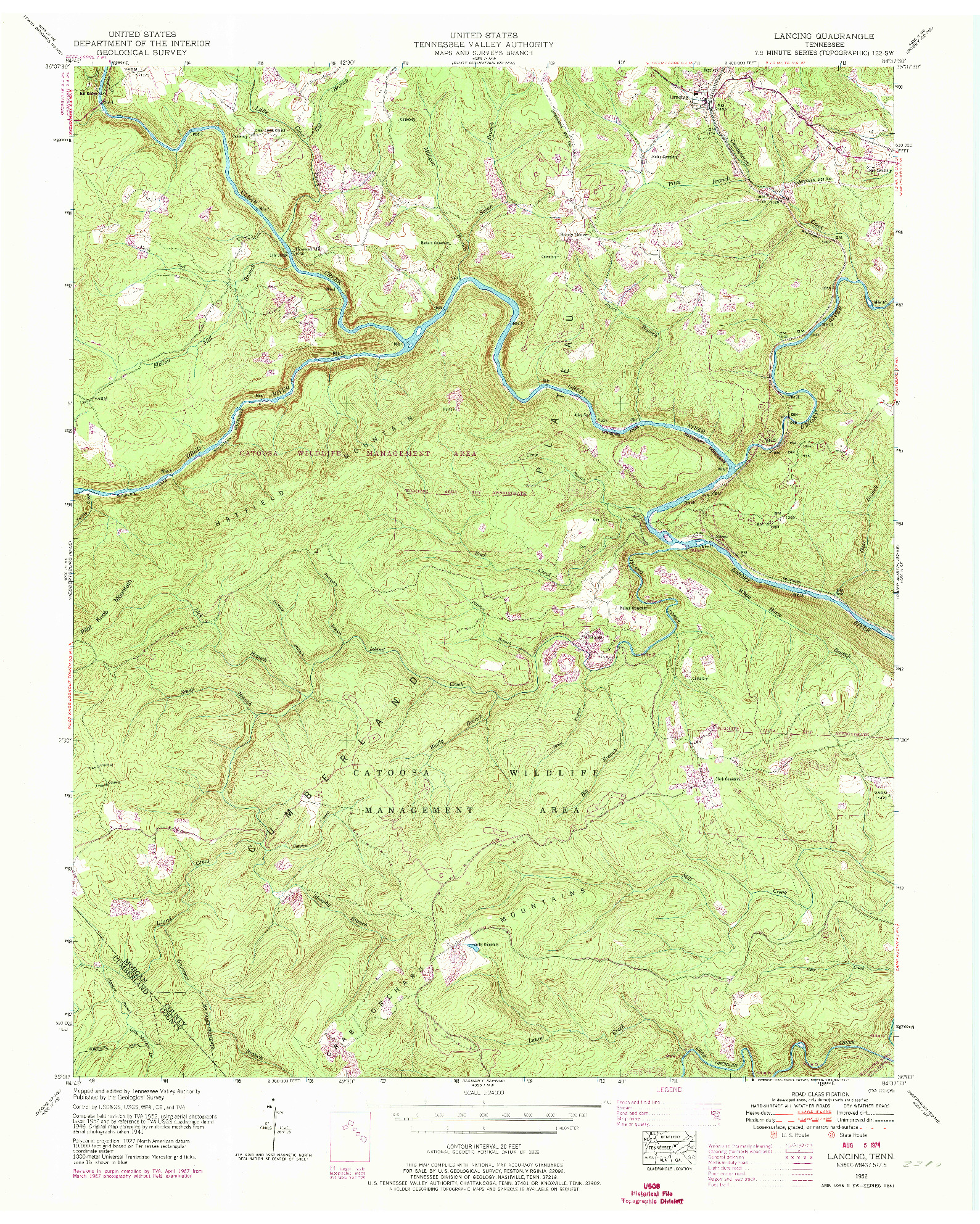 USGS 1:24000-SCALE QUADRANGLE FOR LANCING, TN 1952