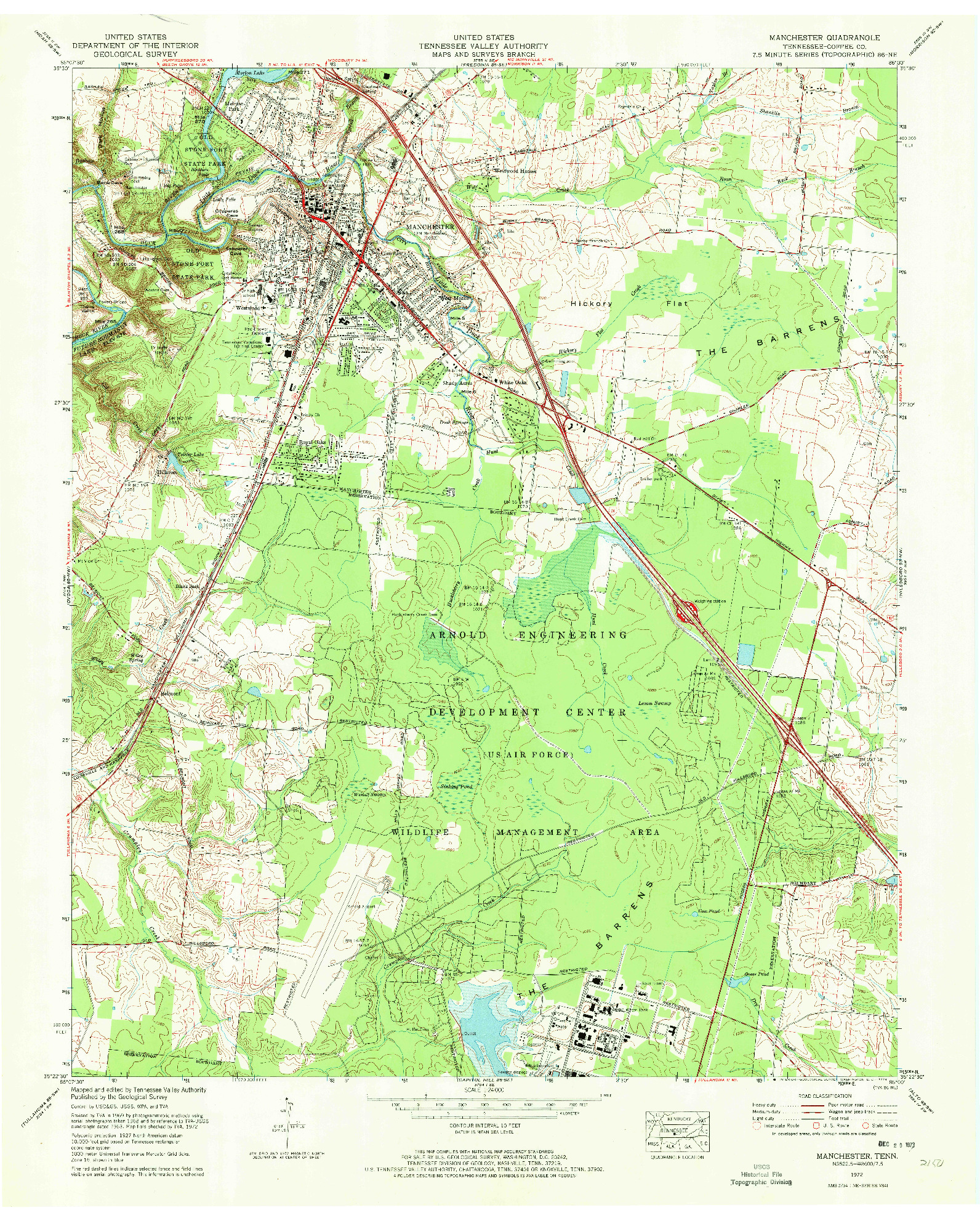 USGS 1:24000-SCALE QUADRANGLE FOR MANCHESTER, TN 1972