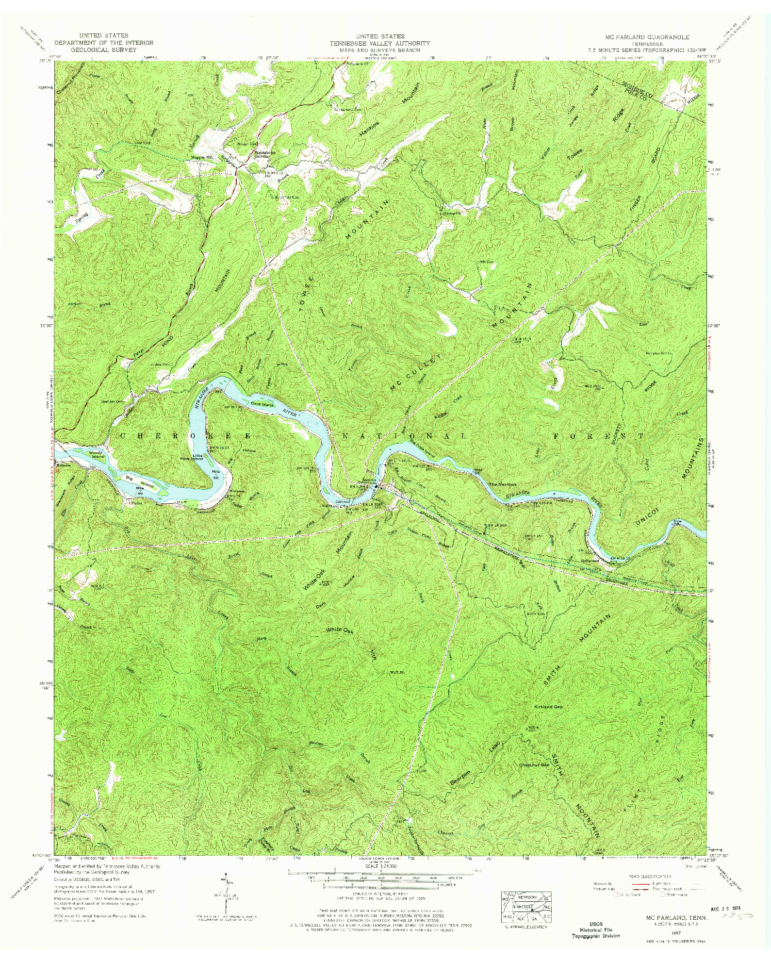 USGS 1:24000-SCALE QUADRANGLE FOR MC FARLAND, TN 1957