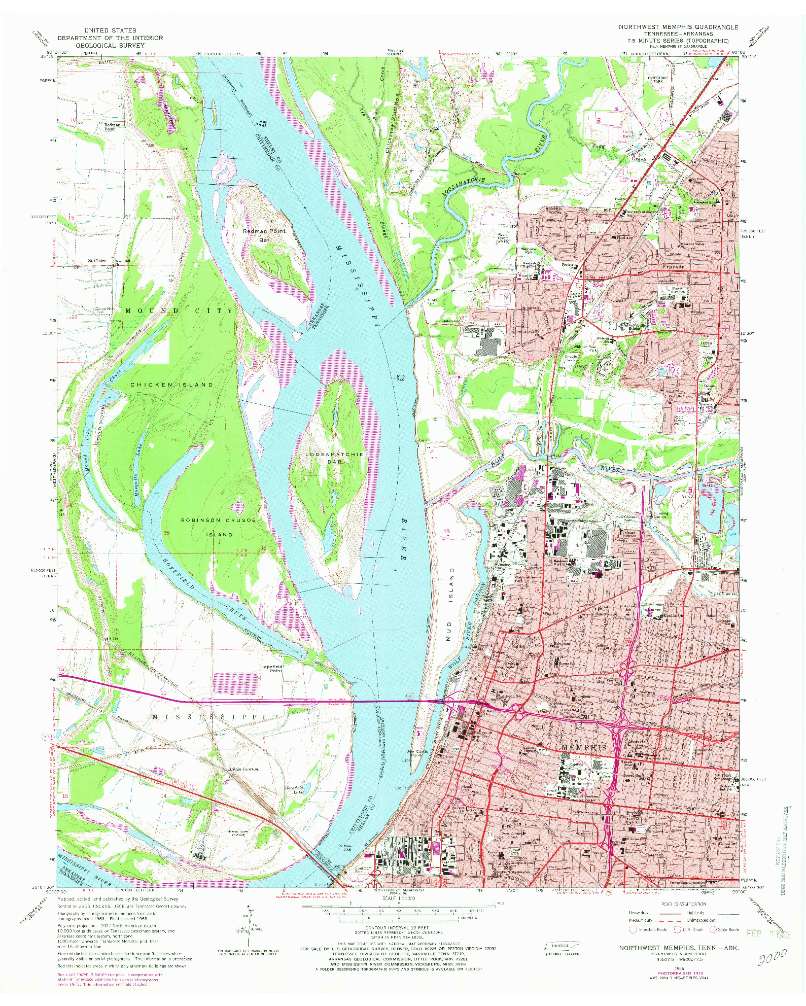 USGS 1:24000-SCALE QUADRANGLE FOR NORTHWEST MEMPHIS, TN 1965