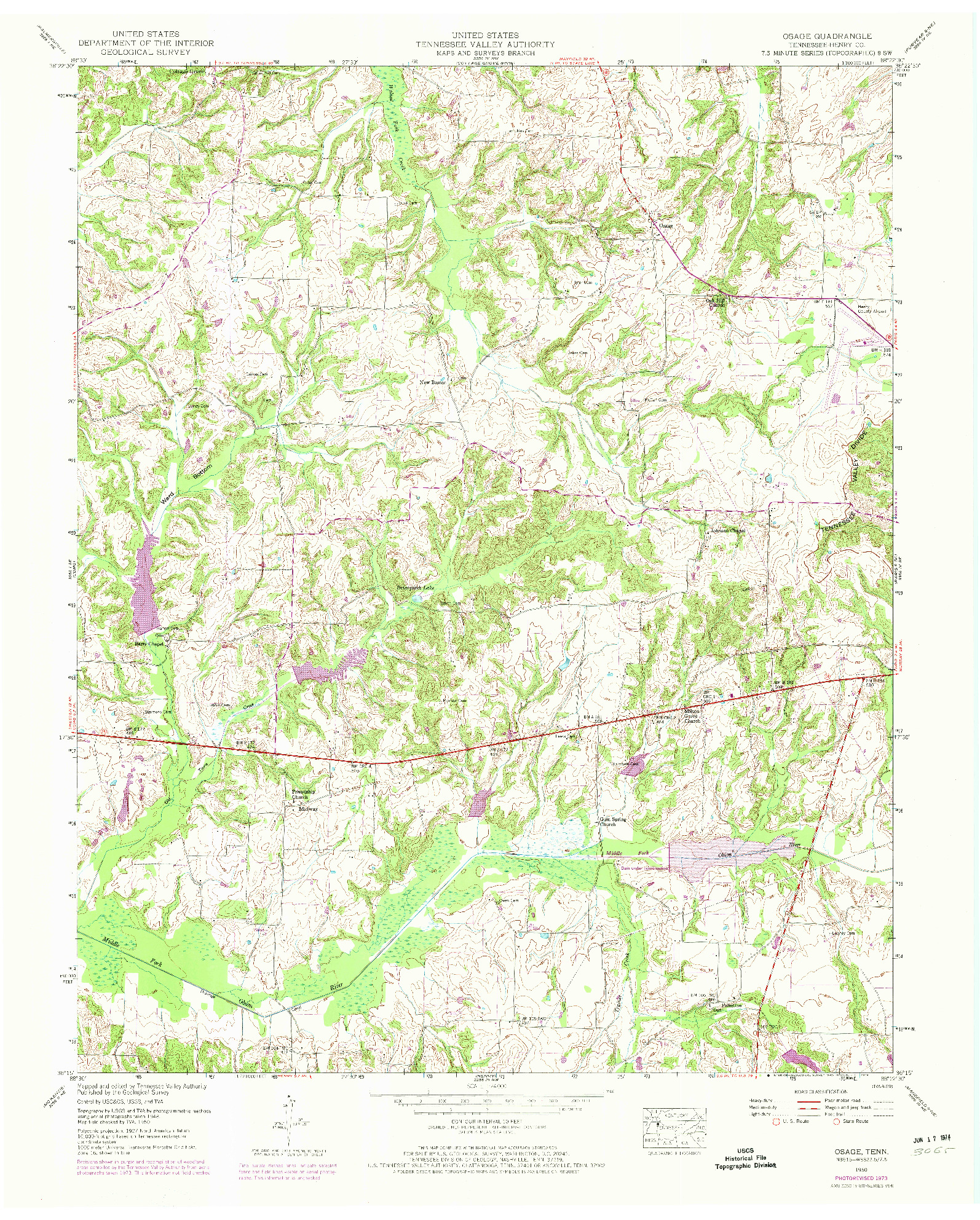 USGS 1:24000-SCALE QUADRANGLE FOR OSAGE, TN 1950