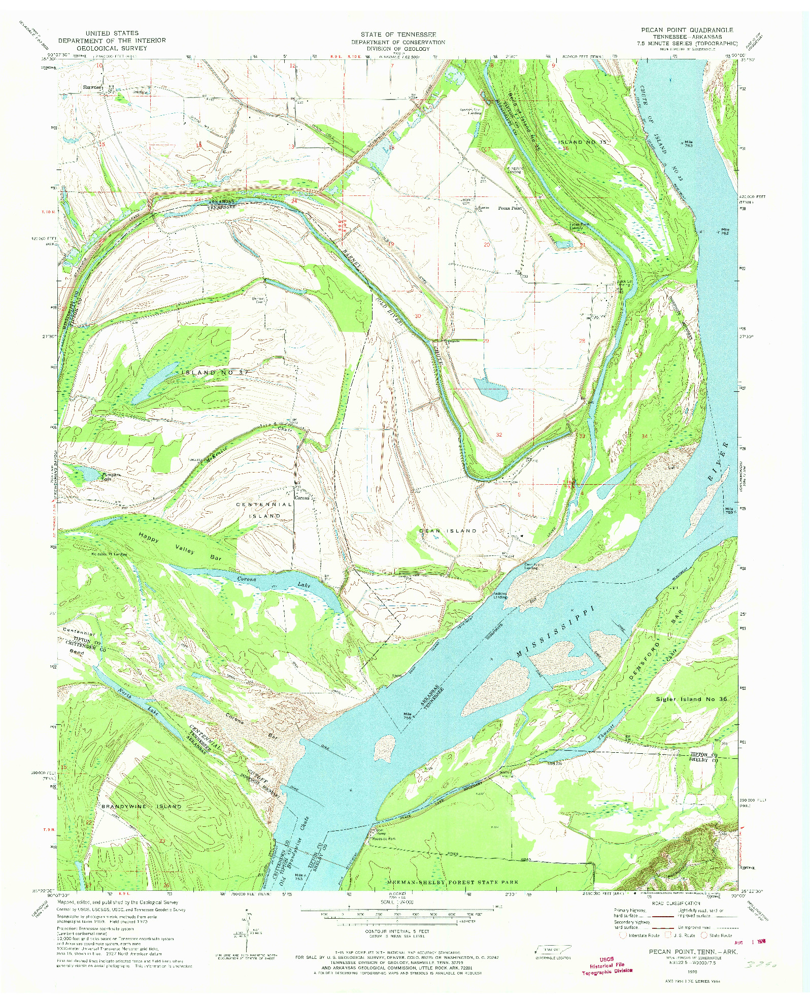 USGS 1:24000-SCALE QUADRANGLE FOR PECAN POINT, TN 1970