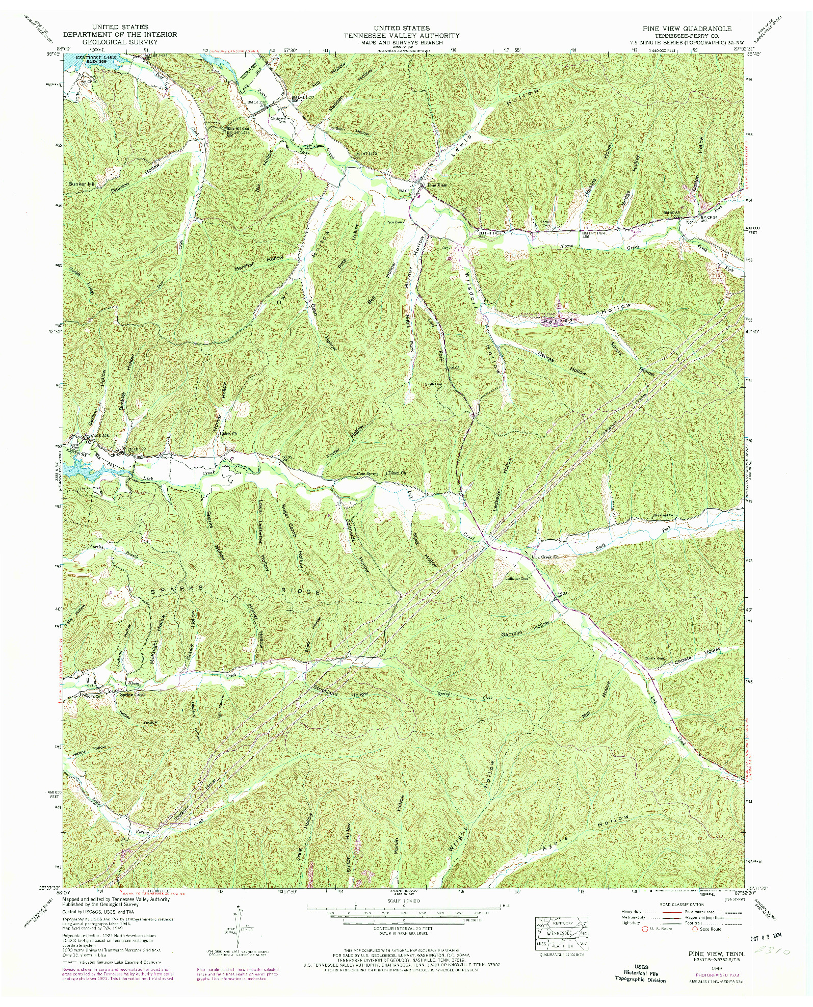USGS 1:24000-SCALE QUADRANGLE FOR PINE VIEW, TN 1949