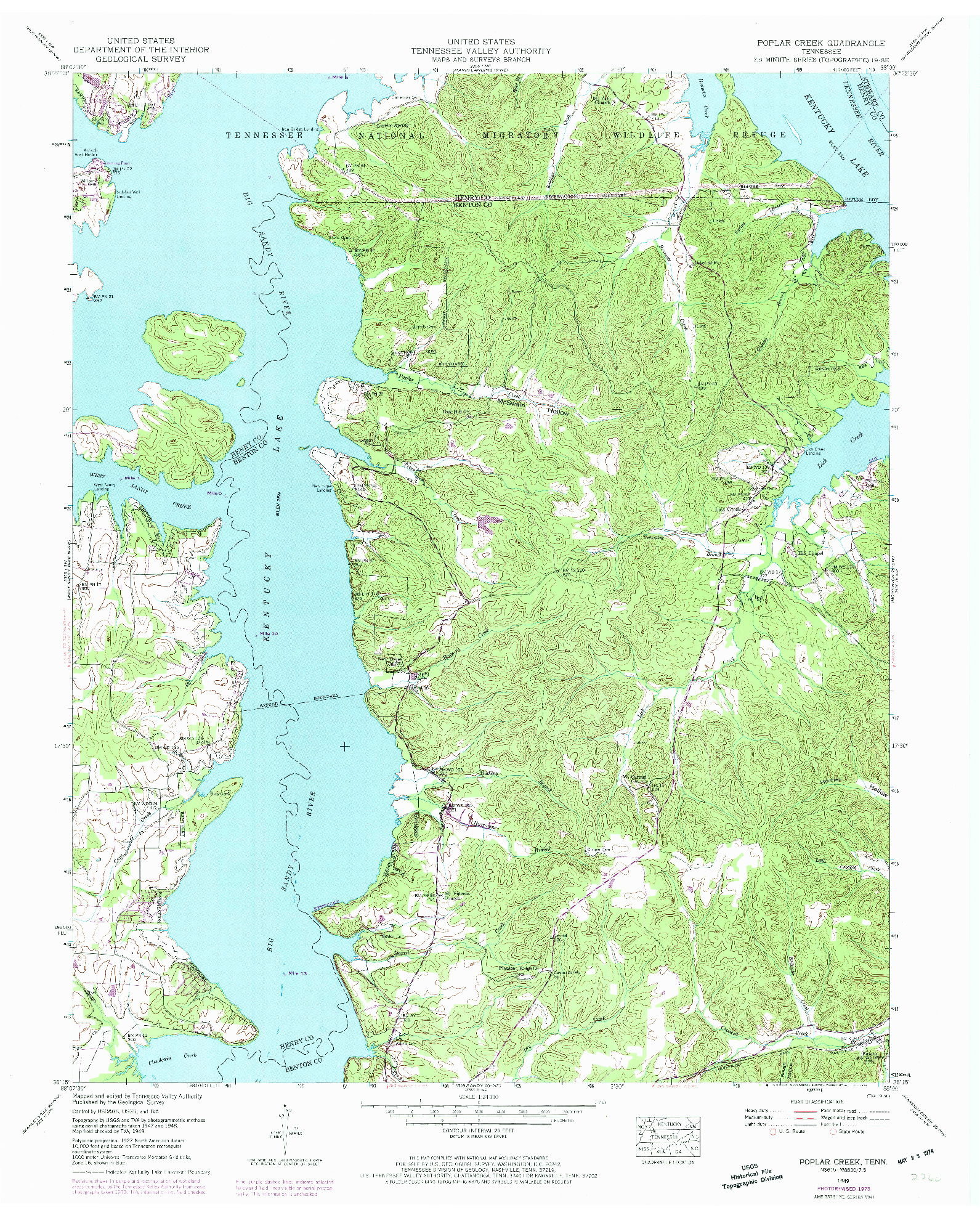 USGS 1:24000-SCALE QUADRANGLE FOR POPLAR CREEK, TN 1949