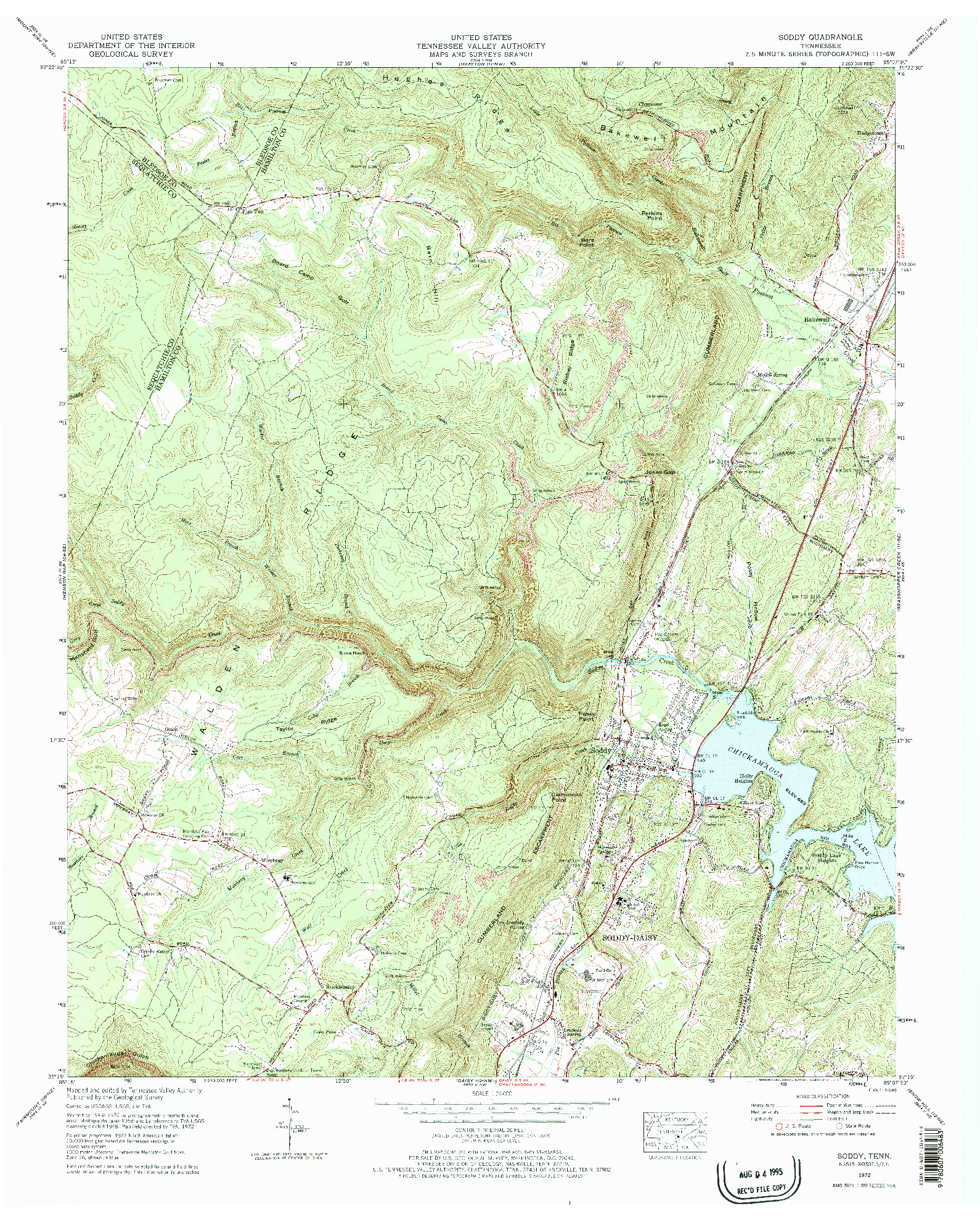 USGS 1:24000-SCALE QUADRANGLE FOR SODDY, TN 1972