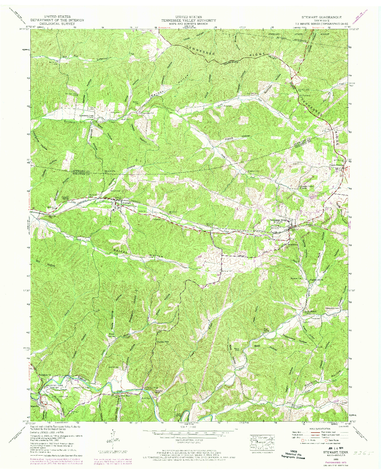 USGS 1:24000-SCALE QUADRANGLE FOR STEWART, TN 1950