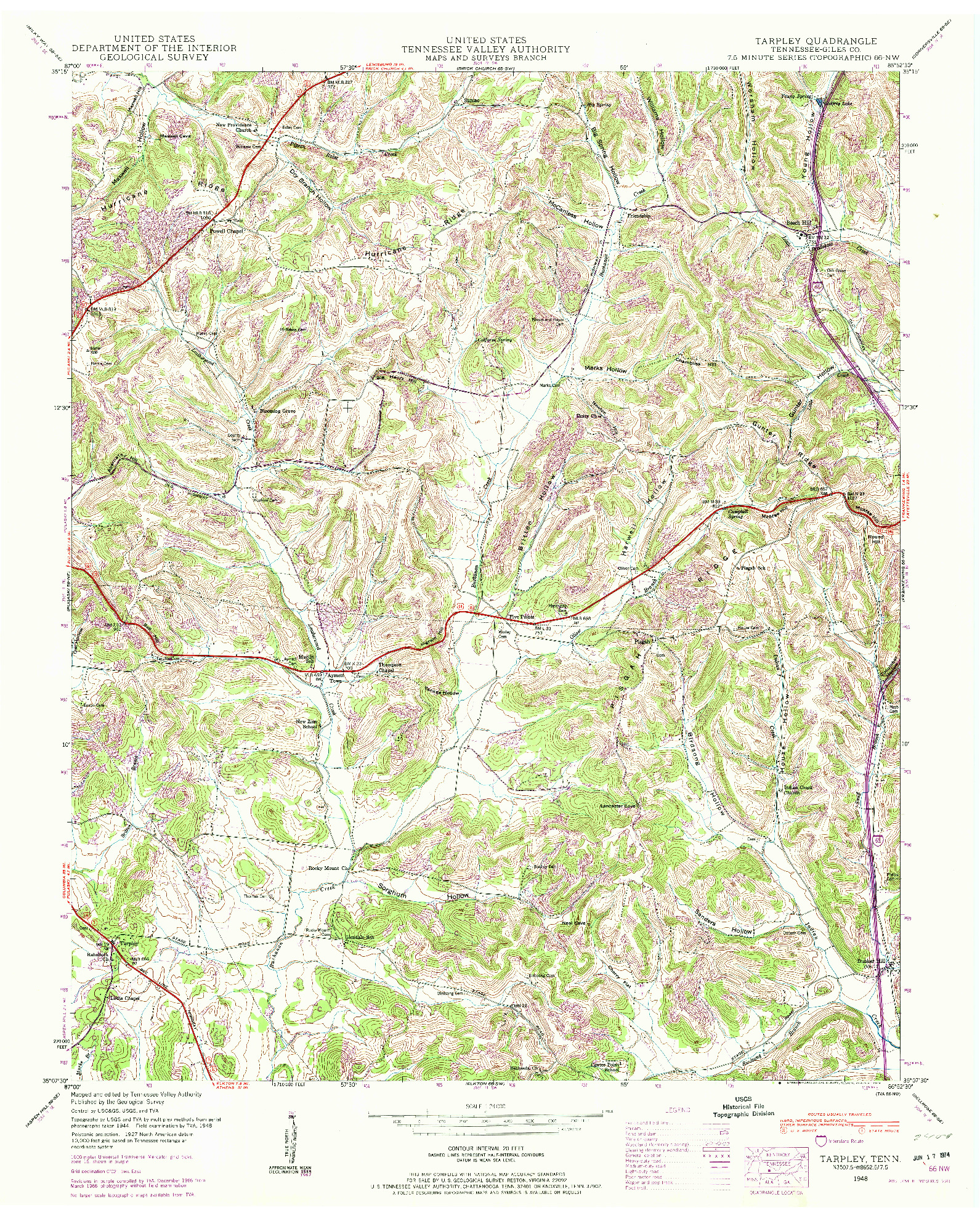 USGS 1:24000-SCALE QUADRANGLE FOR TARPLEY, TN 1948