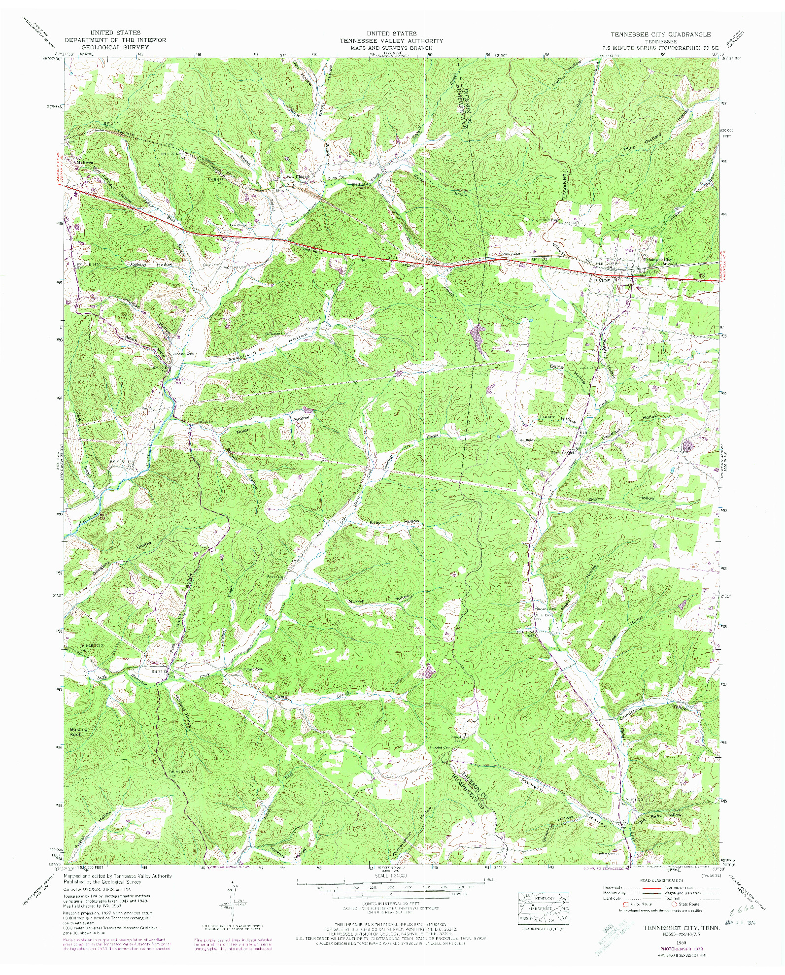 USGS 1:24000-SCALE QUADRANGLE FOR TENNESSEE CITY, TN 1953