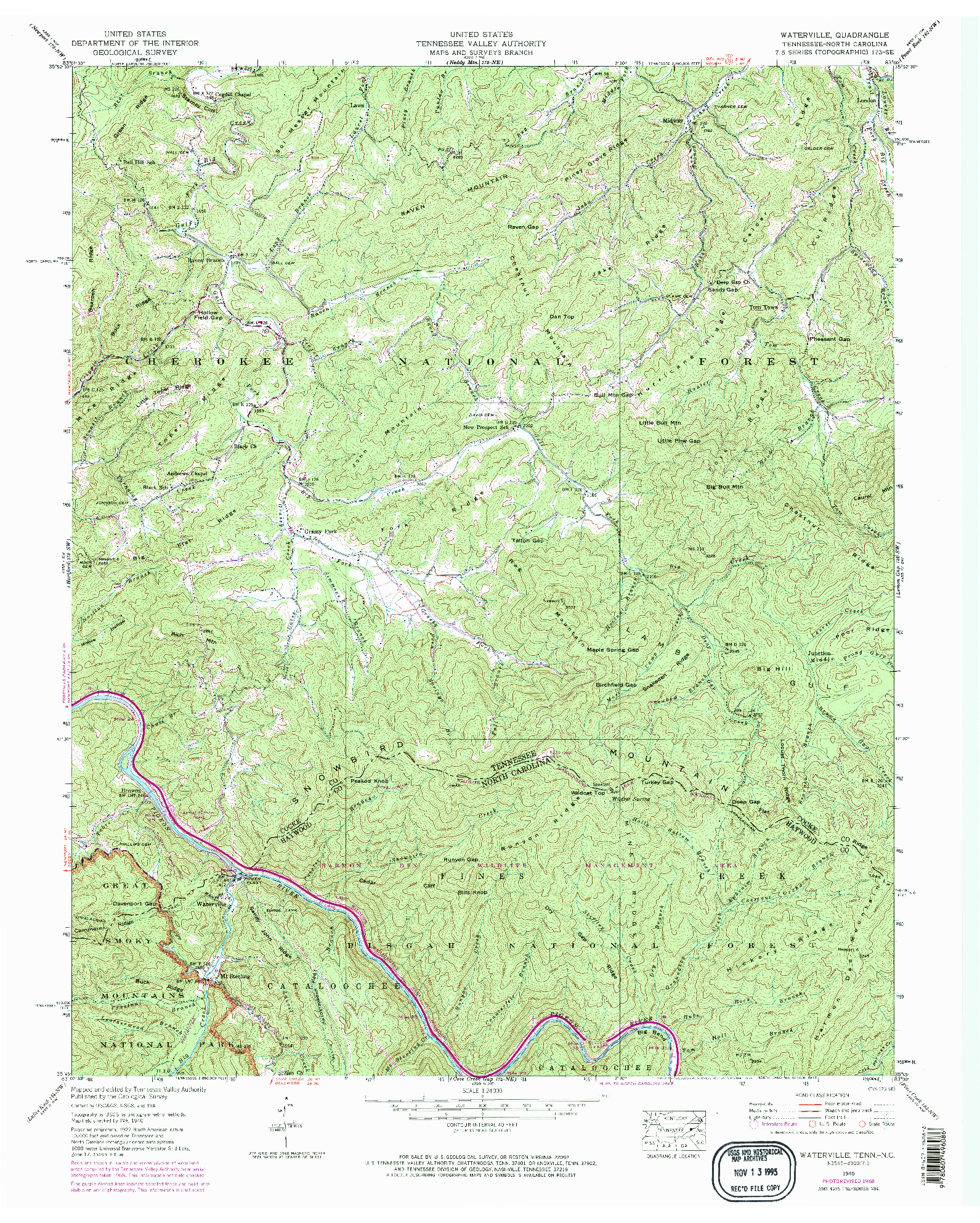 USGS 1:24000-SCALE QUADRANGLE FOR WATERVILLE, TN 1940