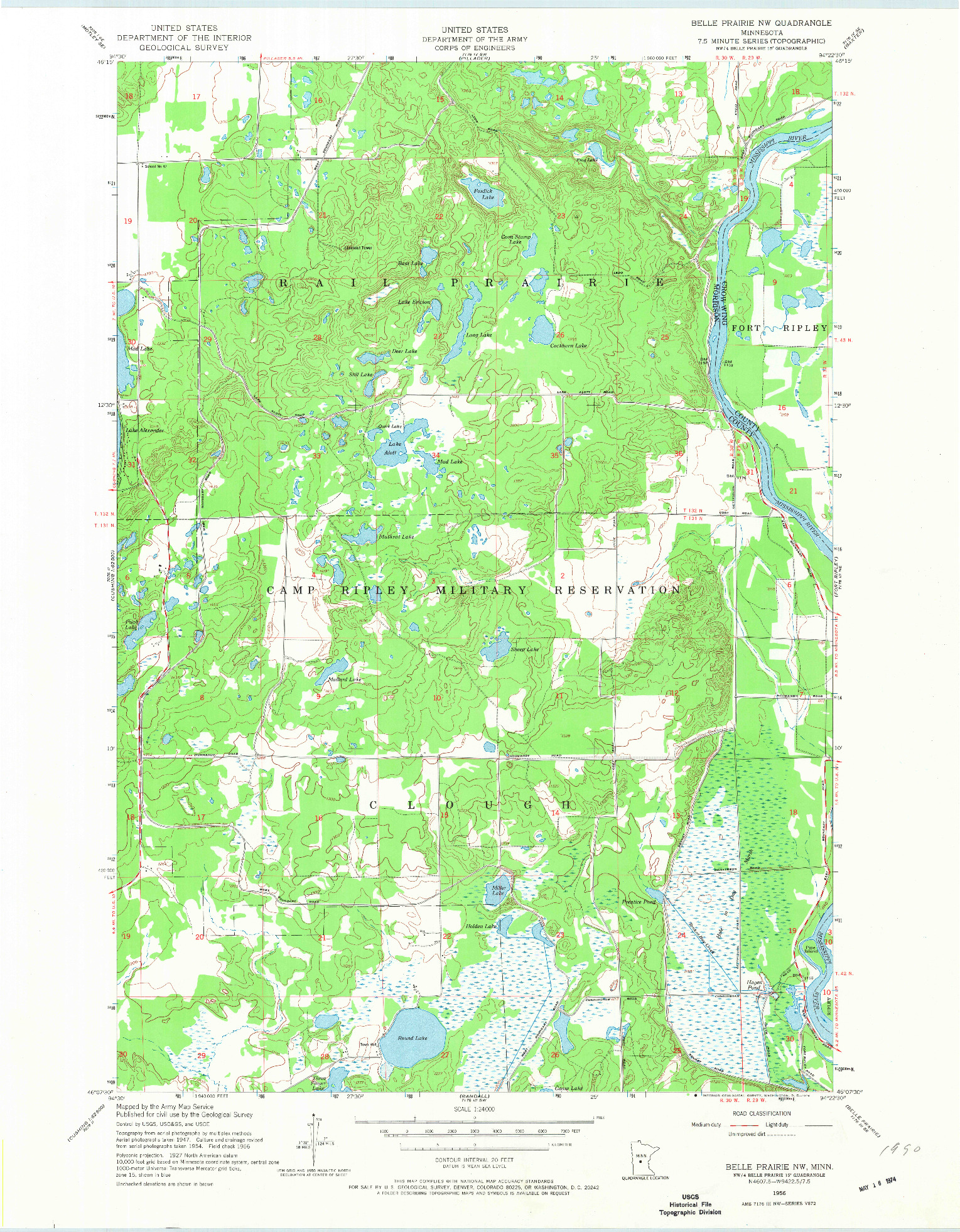 USGS 1:24000-SCALE QUADRANGLE FOR BELLE PRAIRIE NW, MN 1956