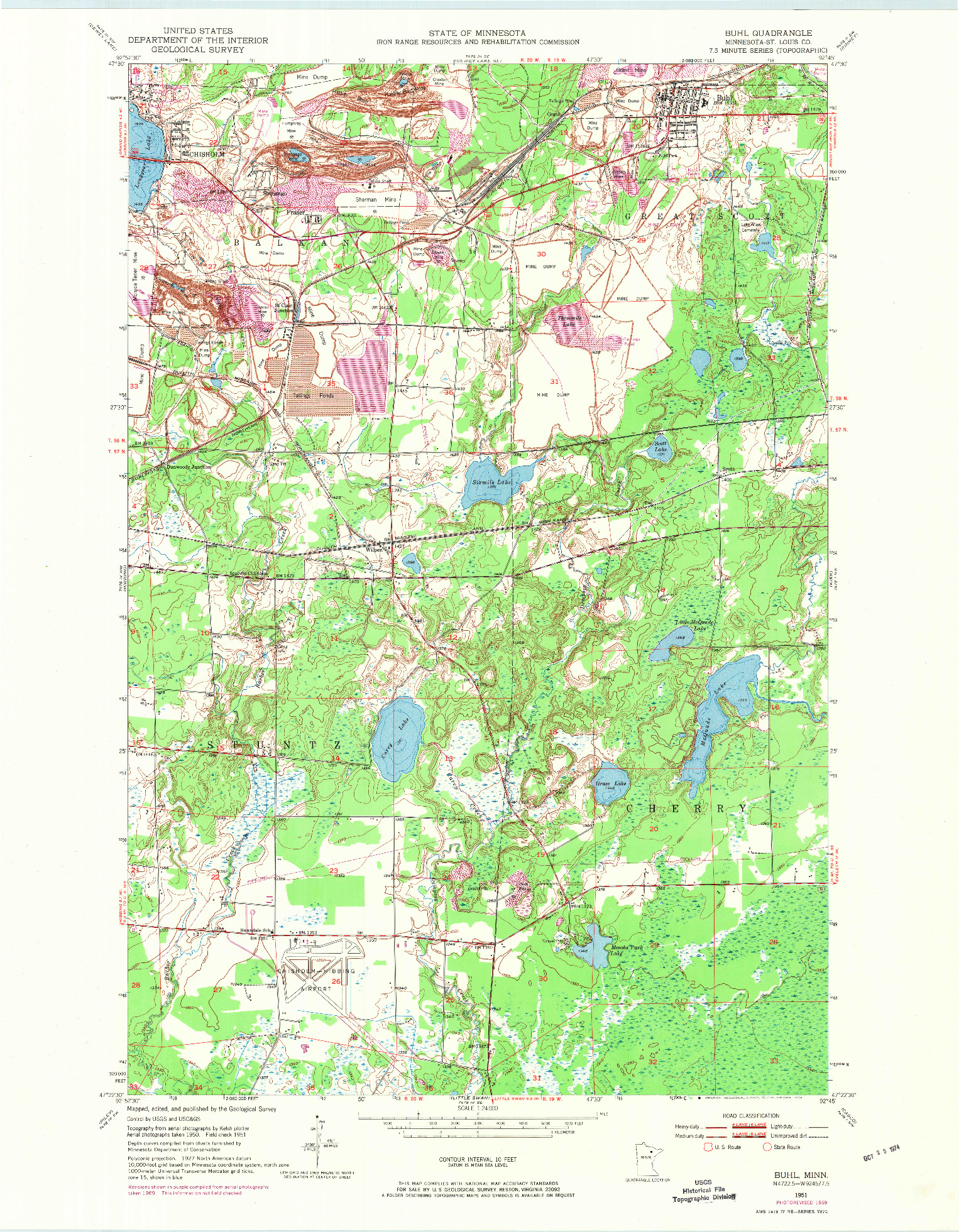 USGS 1:24000-SCALE QUADRANGLE FOR BUHL, MN 1951