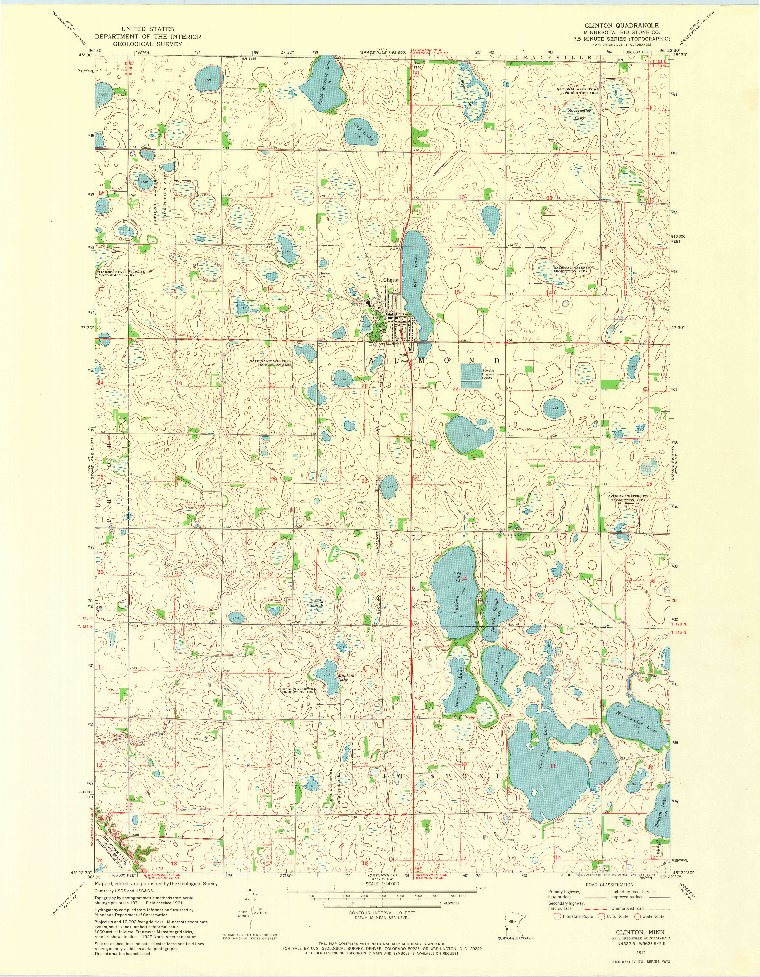 USGS 1:24000-SCALE QUADRANGLE FOR CLINTON, MN 1971