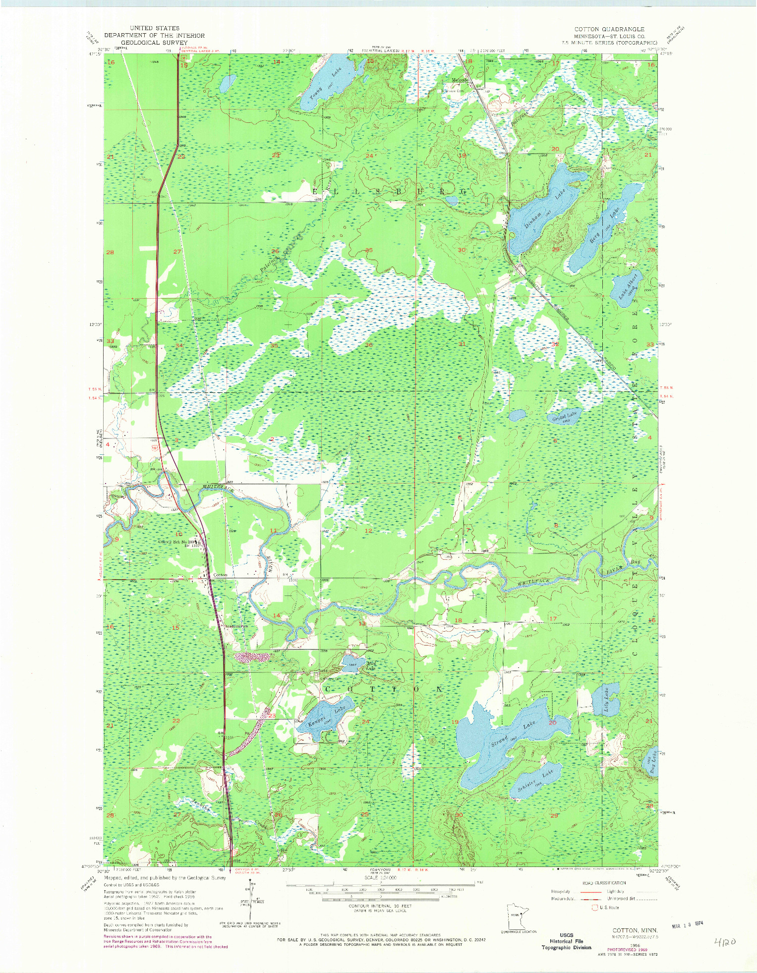 USGS 1:24000-SCALE QUADRANGLE FOR COTTON, MN 1956