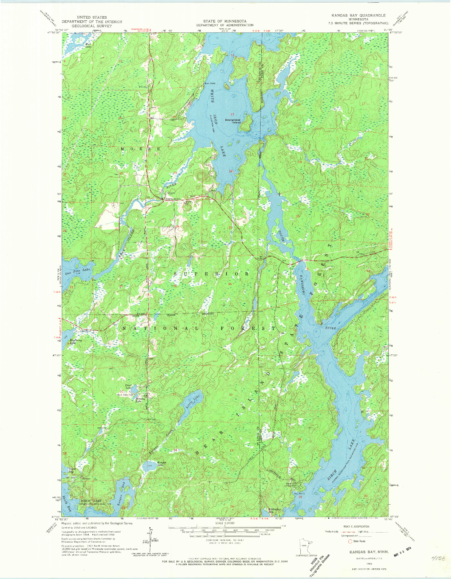 USGS 1:24000-SCALE QUADRANGLE FOR KANGAS BAY, MN 1965