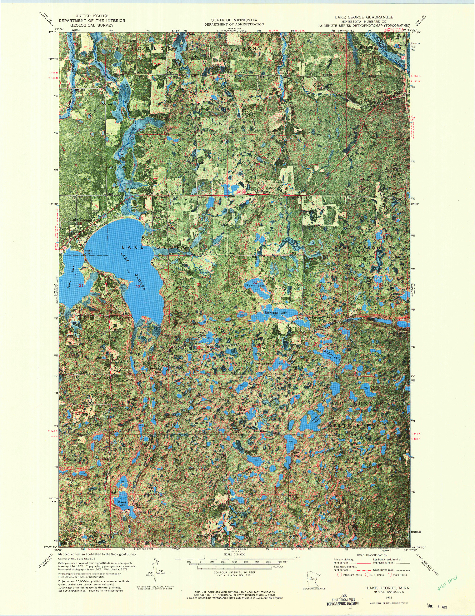 USGS 1:24000-SCALE QUADRANGLE FOR LAKE GEORGE, MN 1972