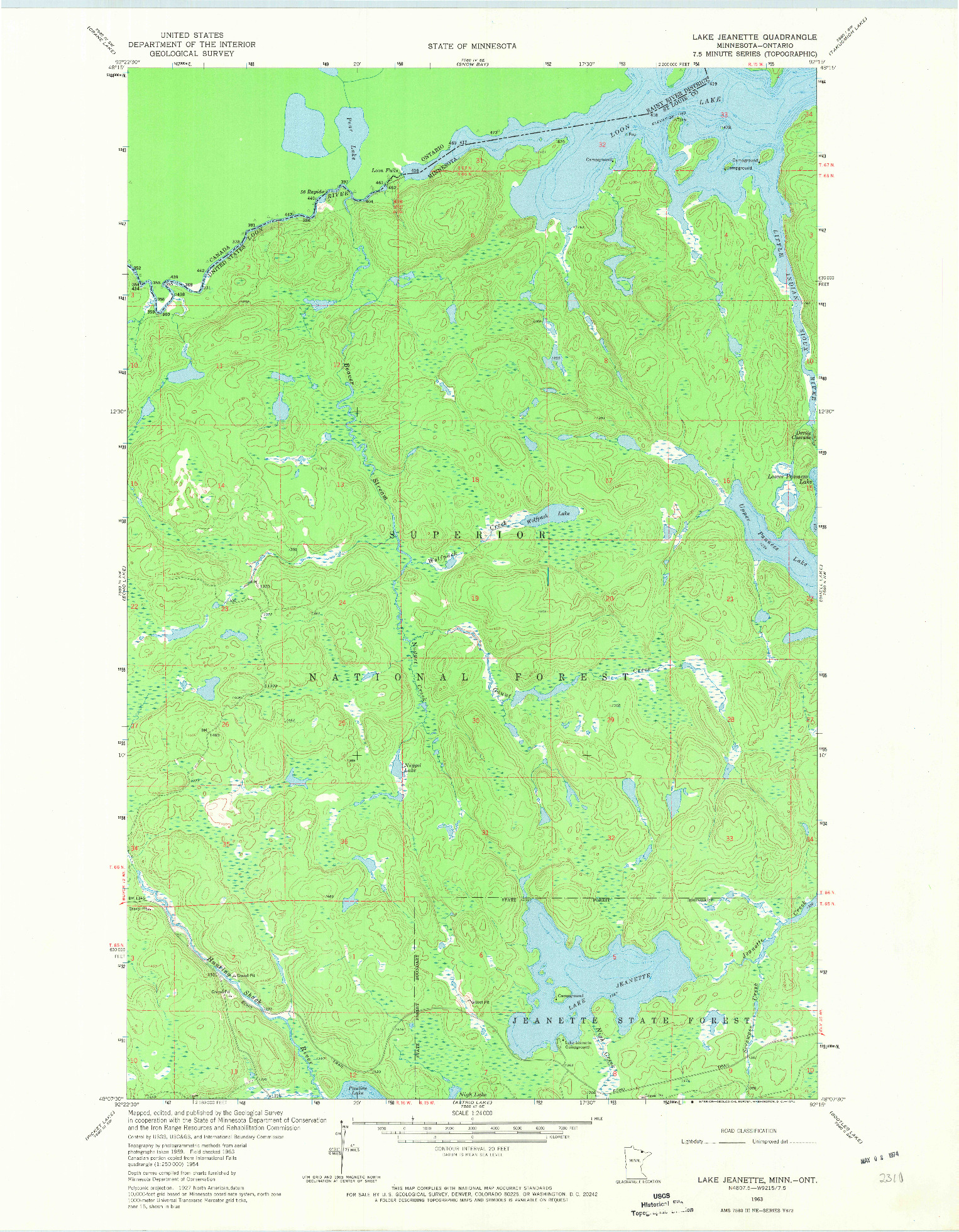USGS 1:24000-SCALE QUADRANGLE FOR LAKE JEANETTE, MN 1963