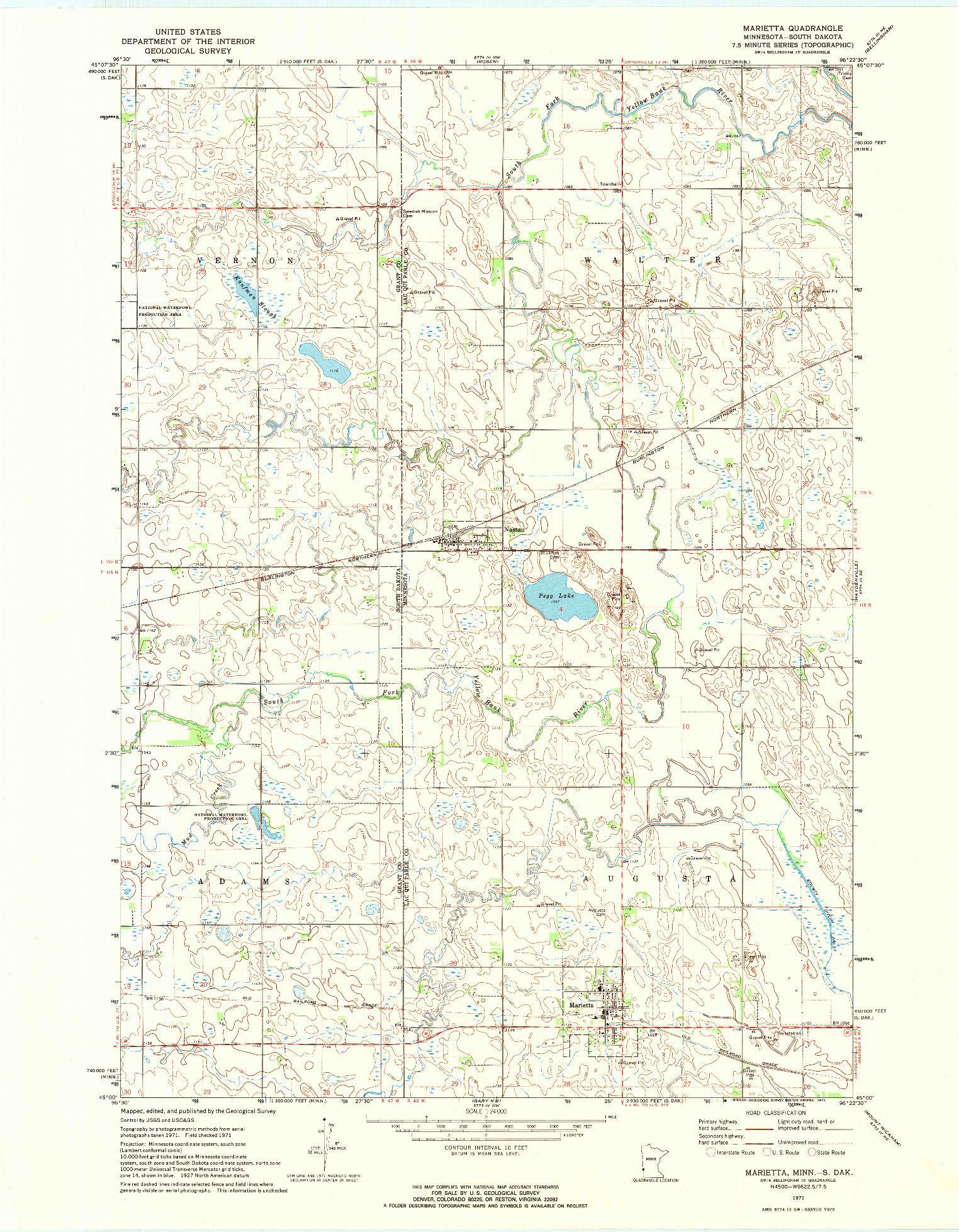 USGS 1:24000-SCALE QUADRANGLE FOR MARIETTA, MN 1971
