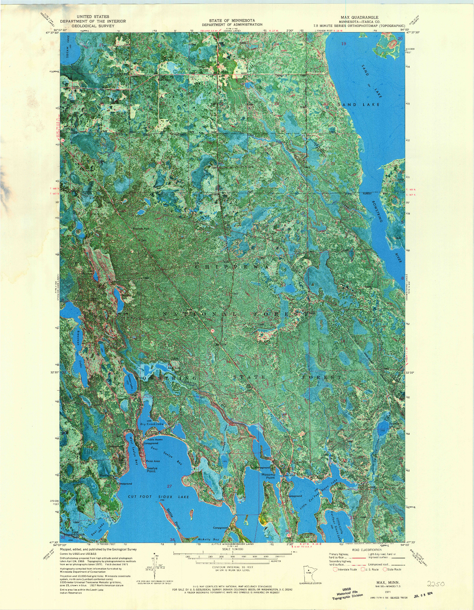 USGS 1:24000-SCALE QUADRANGLE FOR MAX, MN 1971