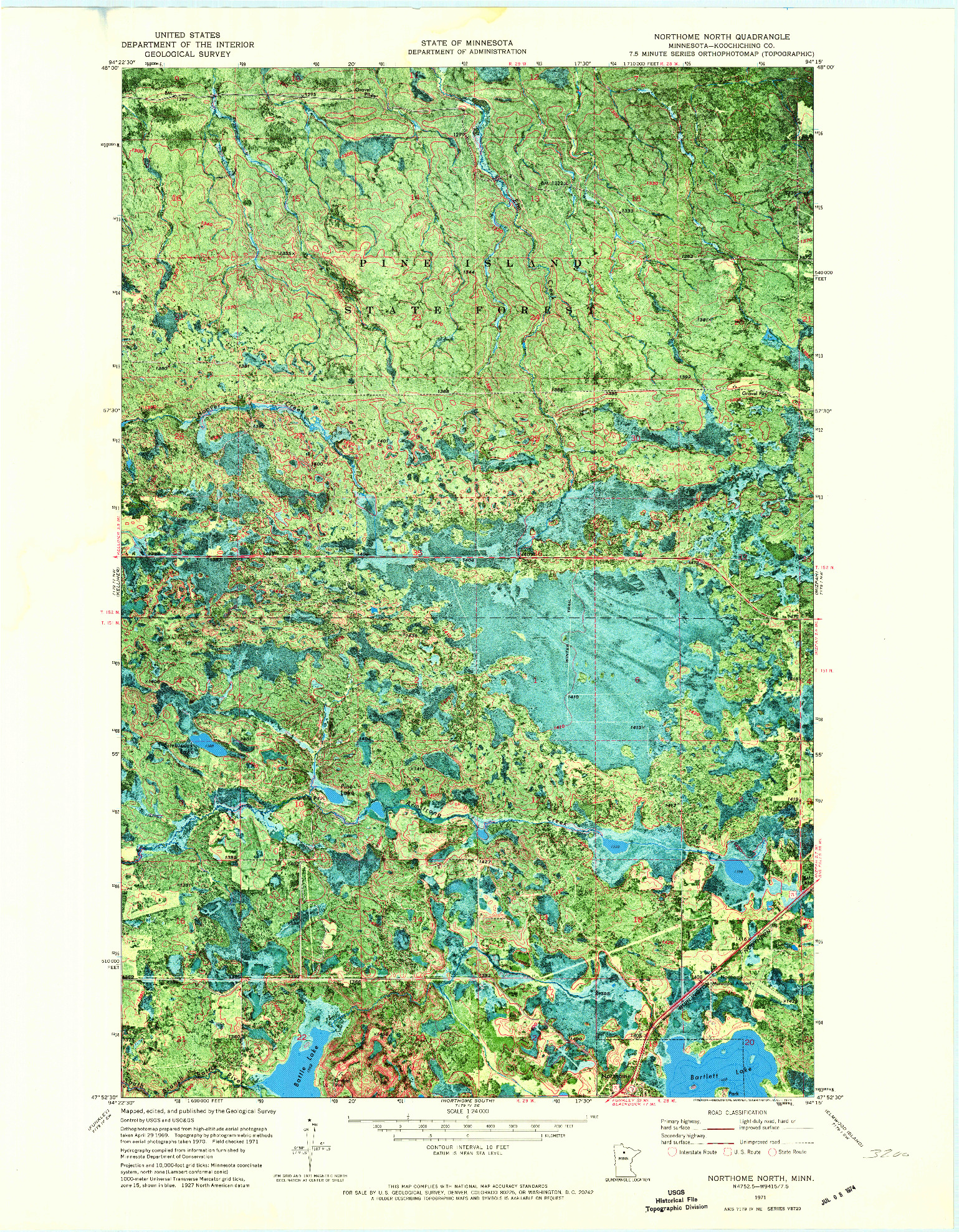 USGS 1:24000-SCALE QUADRANGLE FOR NORTHOME NORTH, MN 1971