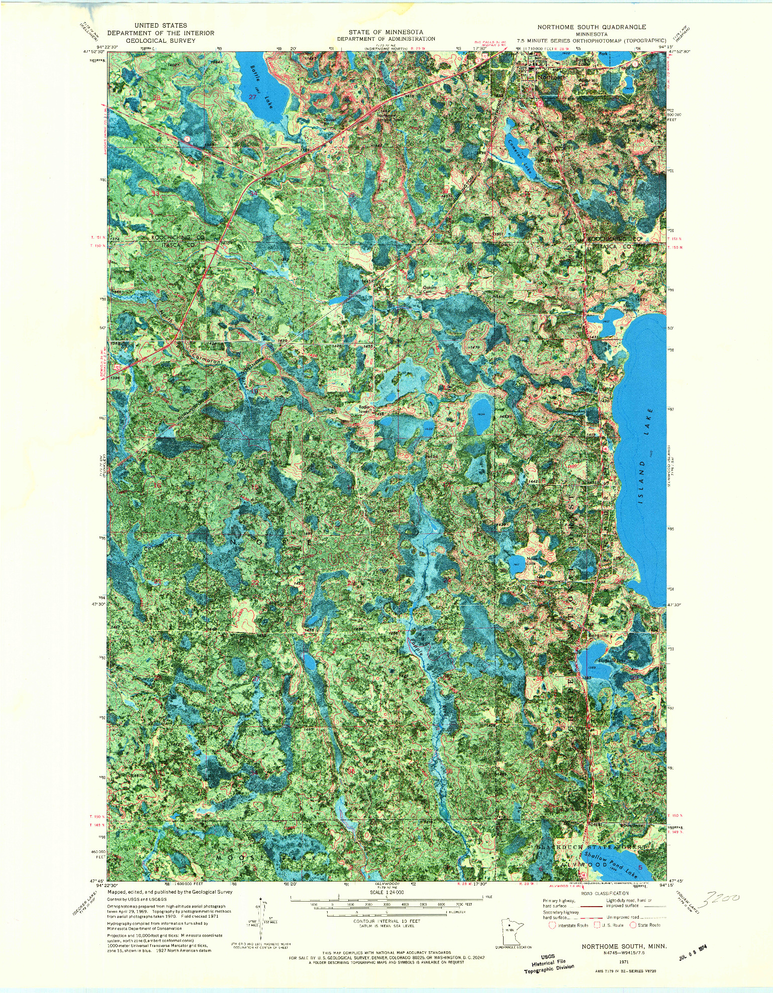 USGS 1:24000-SCALE QUADRANGLE FOR NORTHOME SOUTH, MN 1971