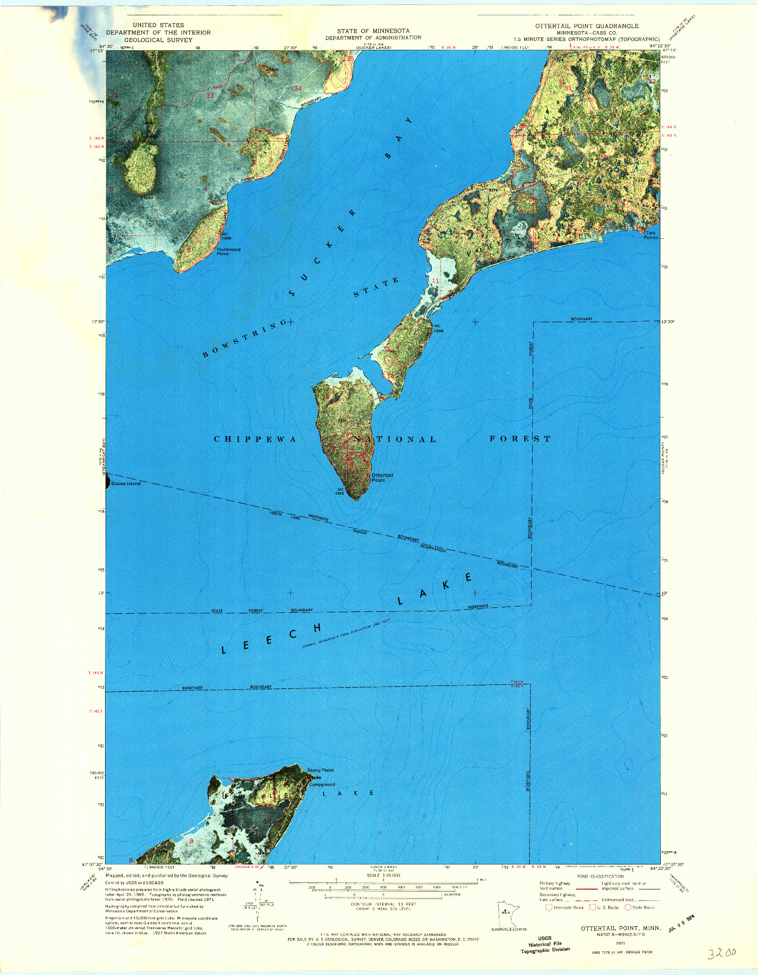 USGS 1:24000-SCALE QUADRANGLE FOR OTTERTAIL POINT, MN 1971