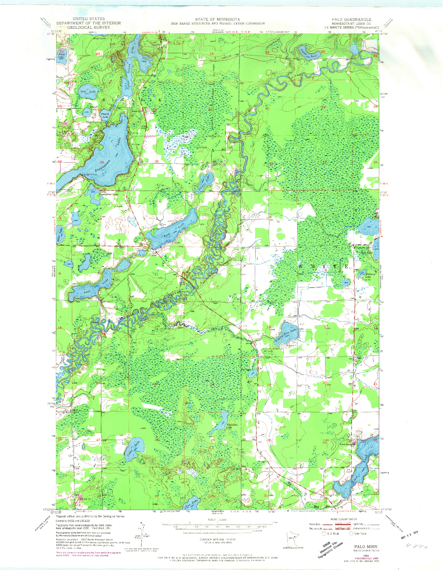 USGS 1:24000-SCALE QUADRANGLE FOR PALO, MN 1951