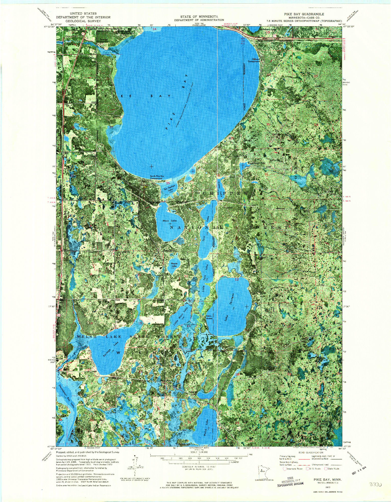 USGS 1:24000-SCALE QUADRANGLE FOR PIKE BAY, MN 1972