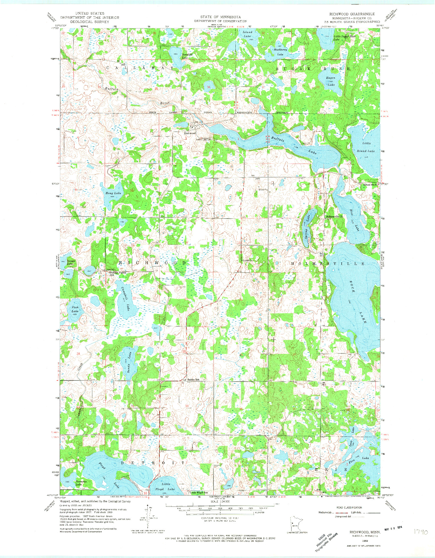 USGS 1:24000-SCALE QUADRANGLE FOR RICHWOOD, MN 1959