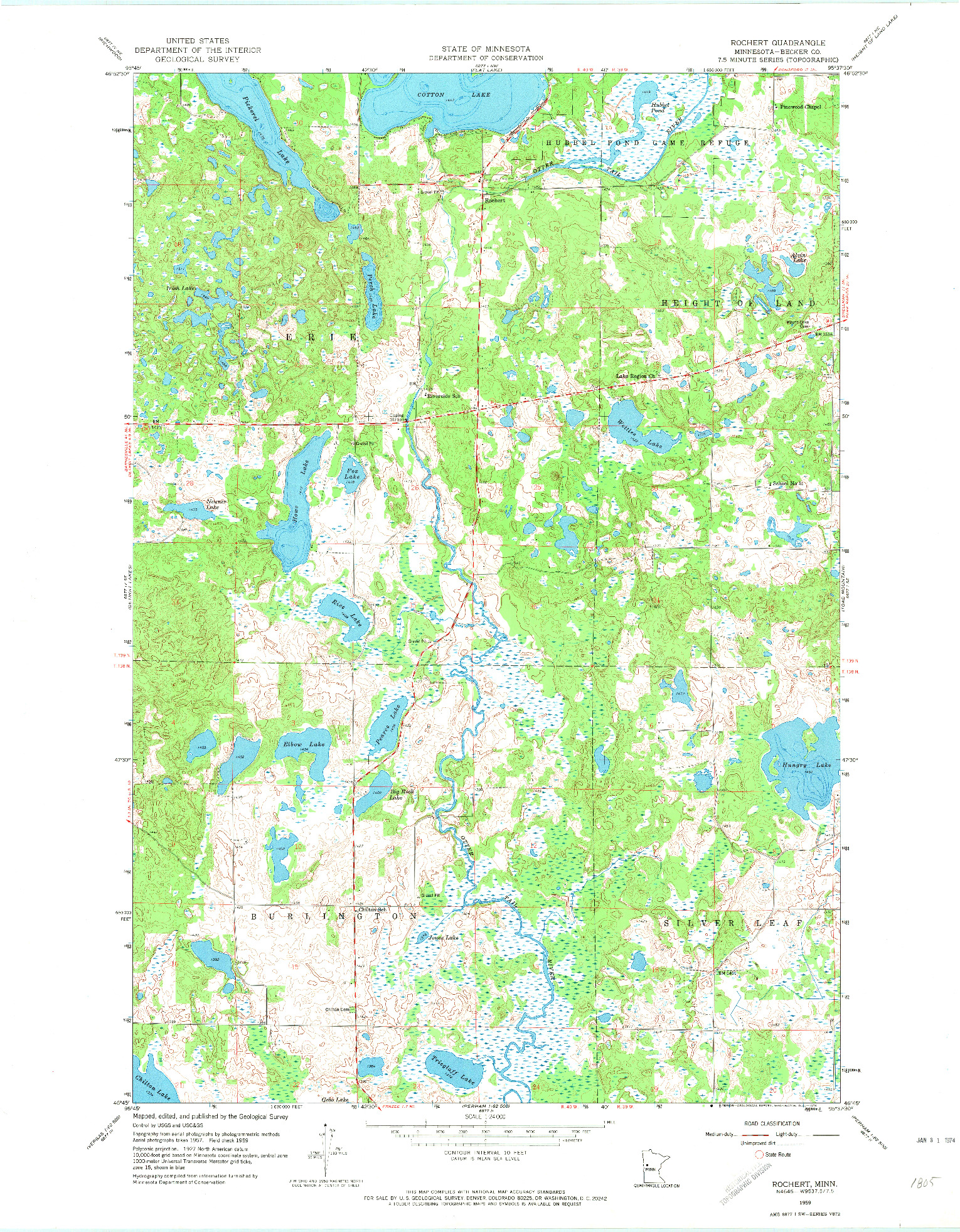 USGS 1:24000-SCALE QUADRANGLE FOR ROCHERT, MN 1959