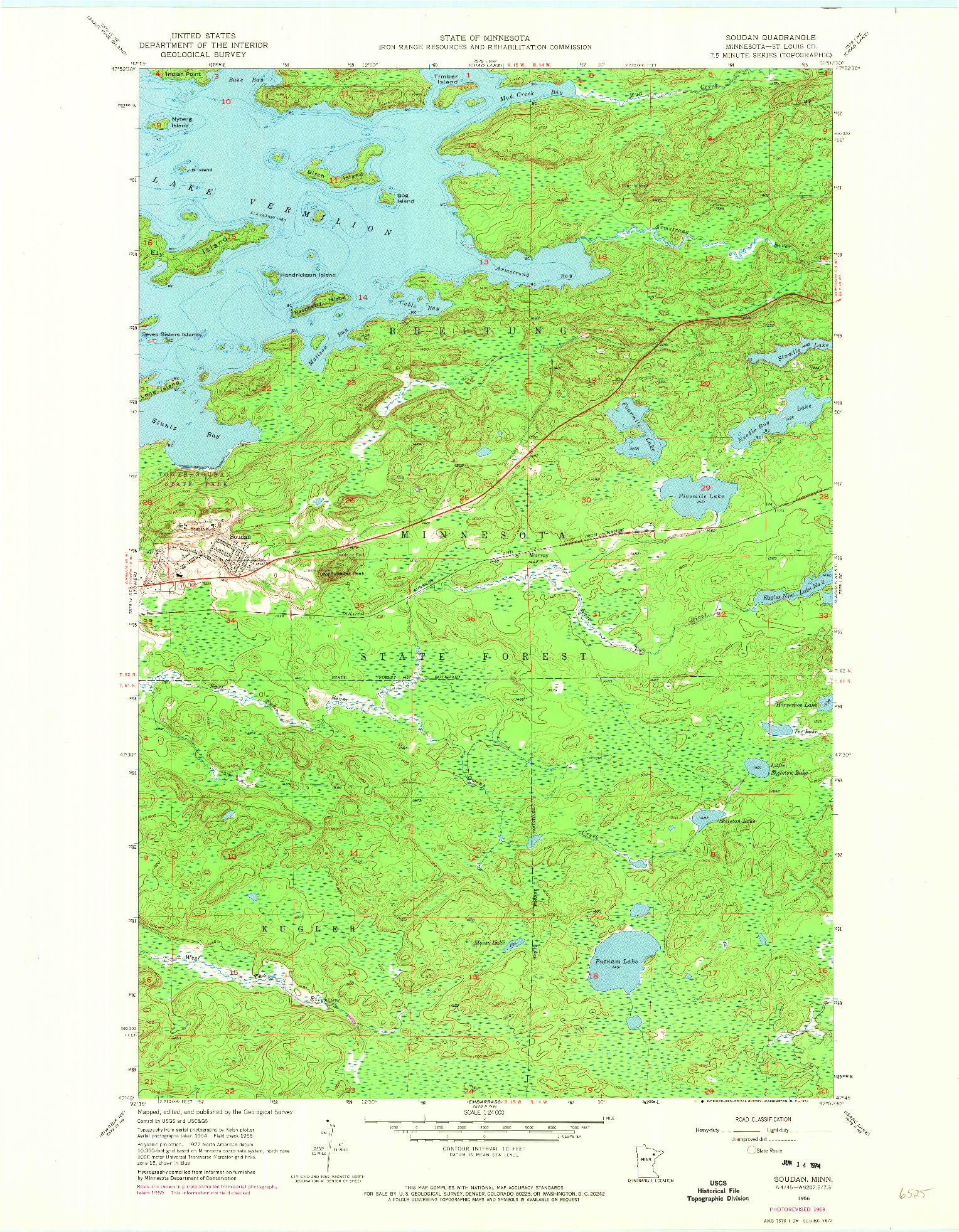 USGS 1:24000-SCALE QUADRANGLE FOR SOUDAN, MN 1956