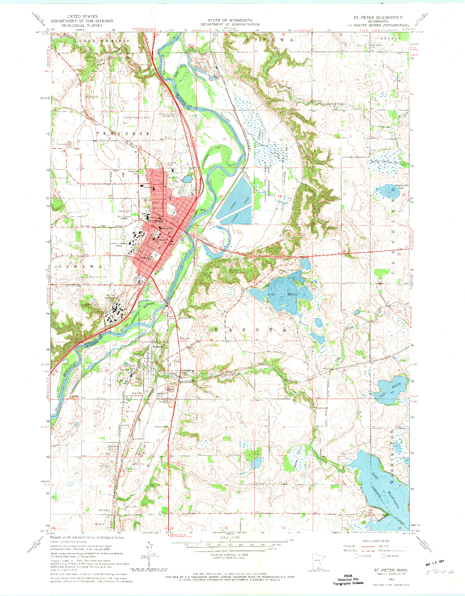 USGS 1:24000-SCALE QUADRANGLE FOR ST PETER, MN 1965