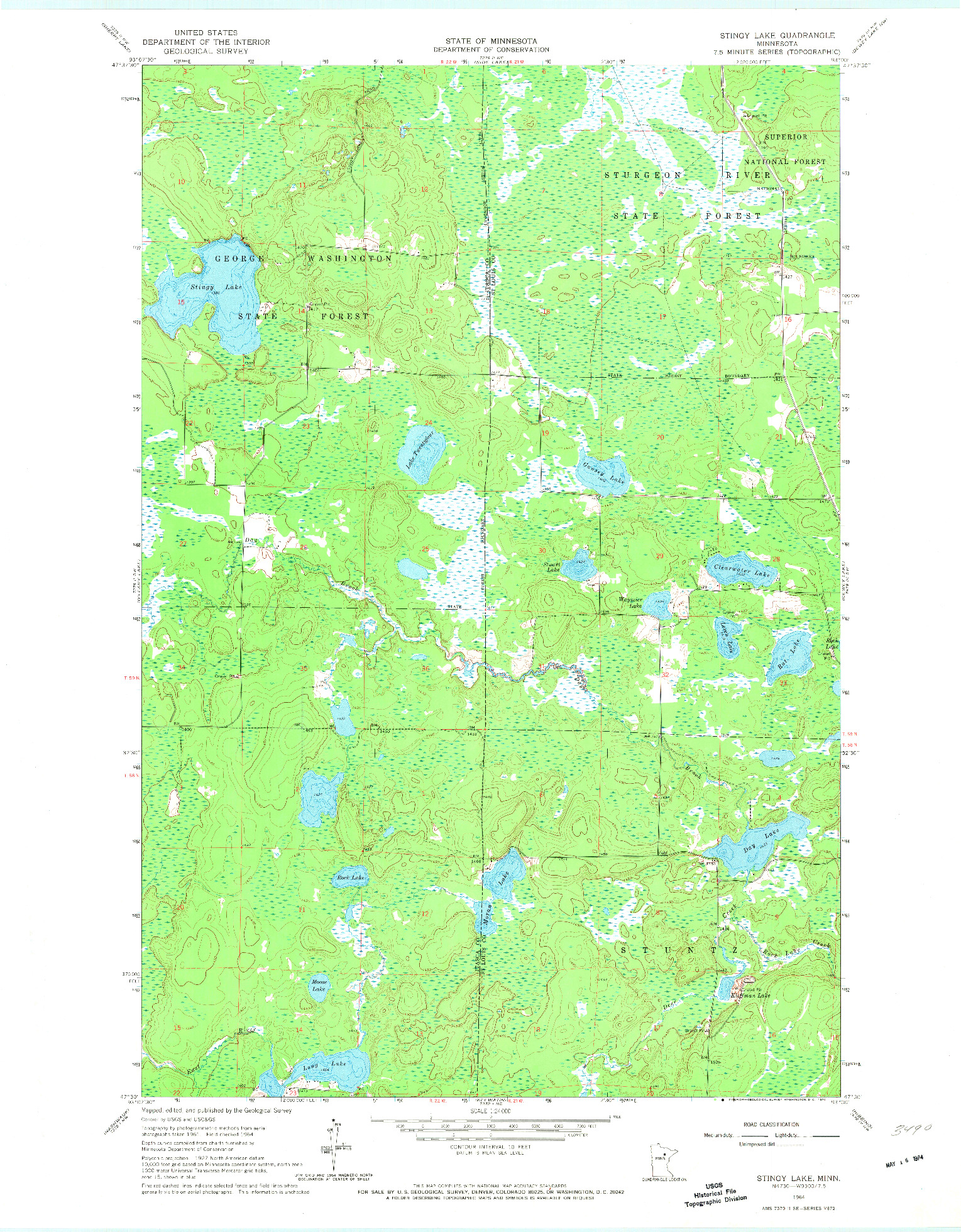 USGS 1:24000-SCALE QUADRANGLE FOR STINGY LAKE, MN 1964