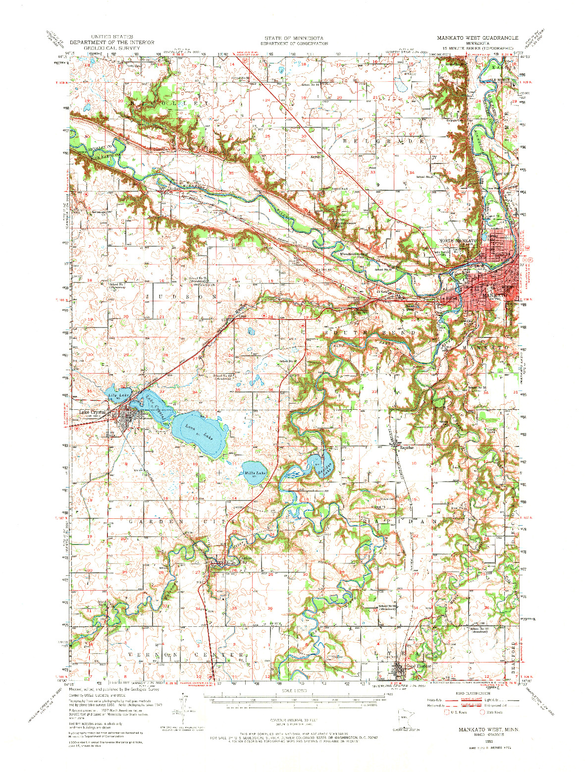 USGS 1:62500-SCALE QUADRANGLE FOR MANKATO WEST, MN 1951