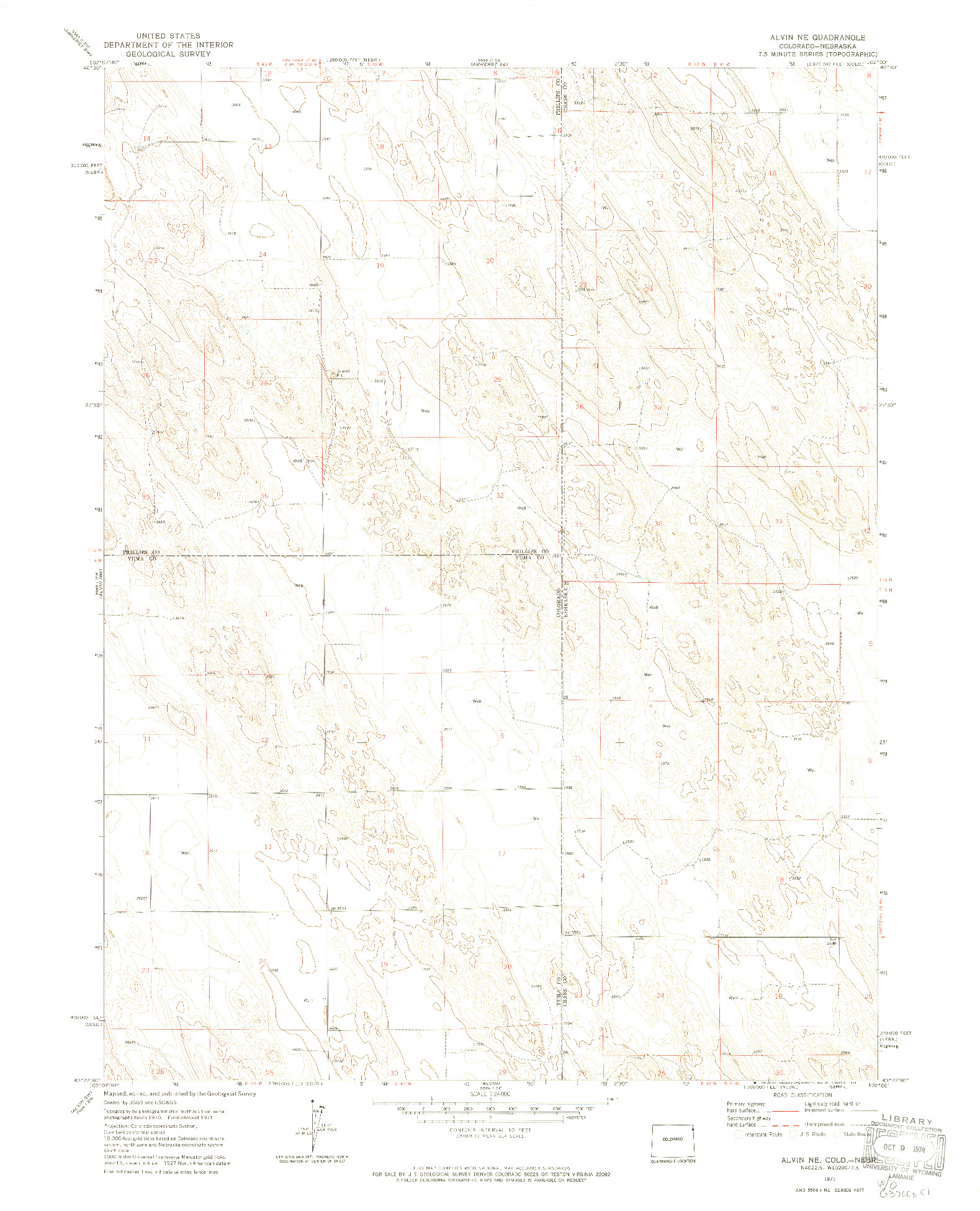 USGS 1:24000-SCALE QUADRANGLE FOR ALVIN NE, CO 1971