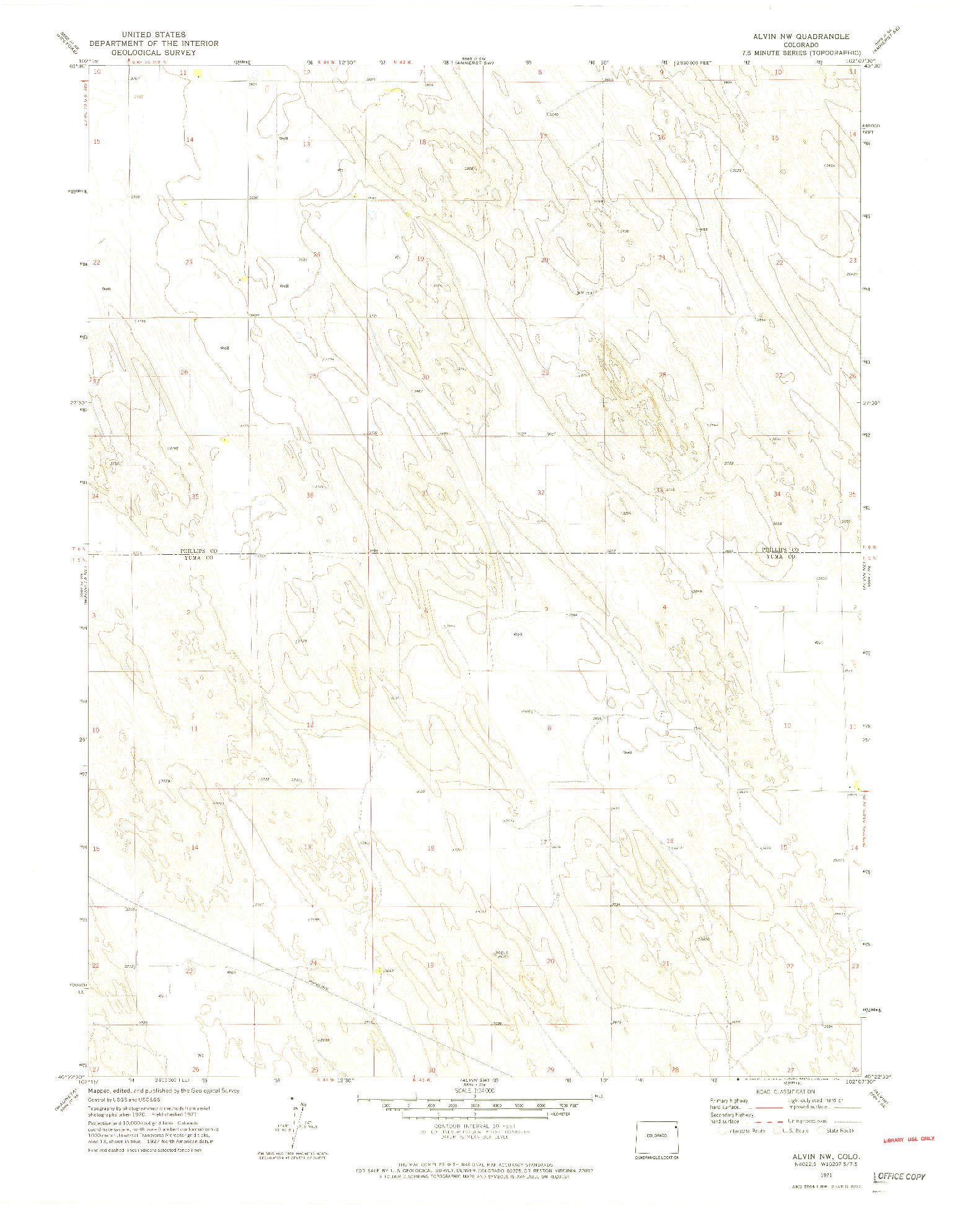 USGS 1:24000-SCALE QUADRANGLE FOR ALVIN NW, CO 1971