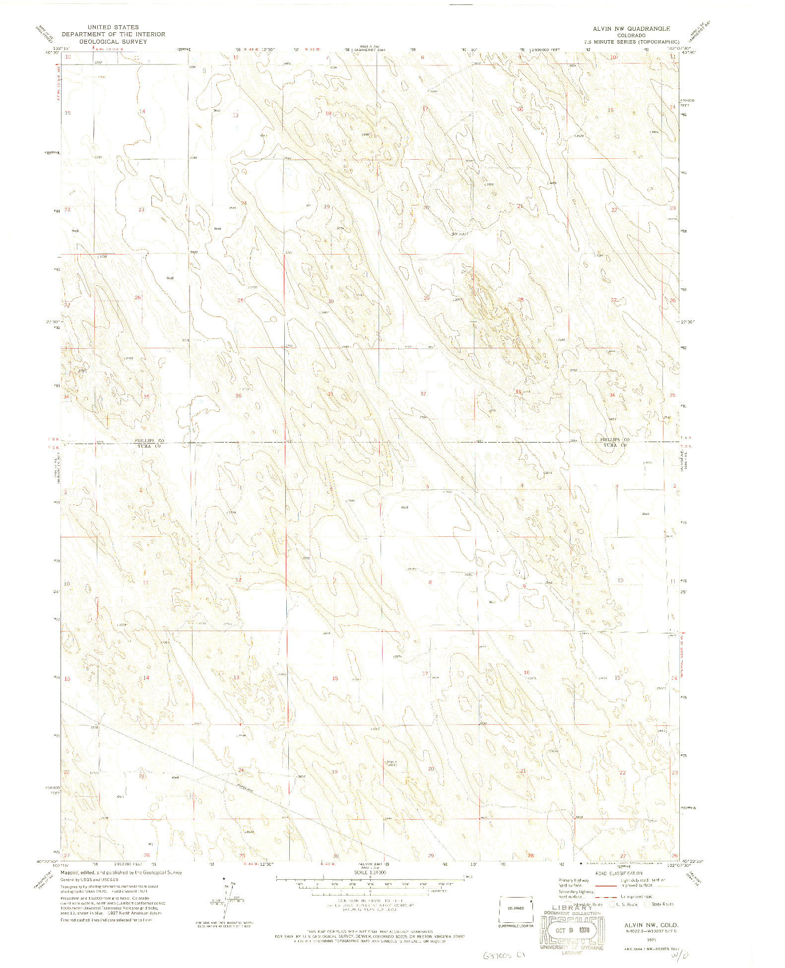 USGS 1:24000-SCALE QUADRANGLE FOR ALVIN NW, CO 1971