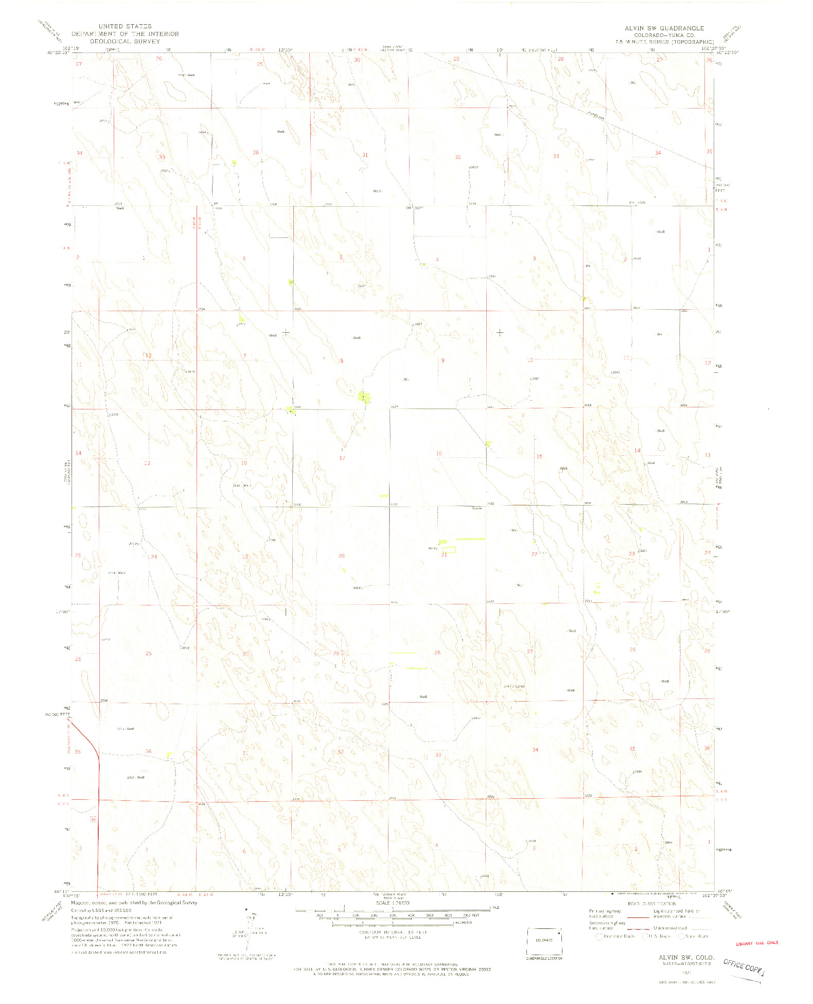 USGS 1:24000-SCALE QUADRANGLE FOR ALVIN SW, CO 1971