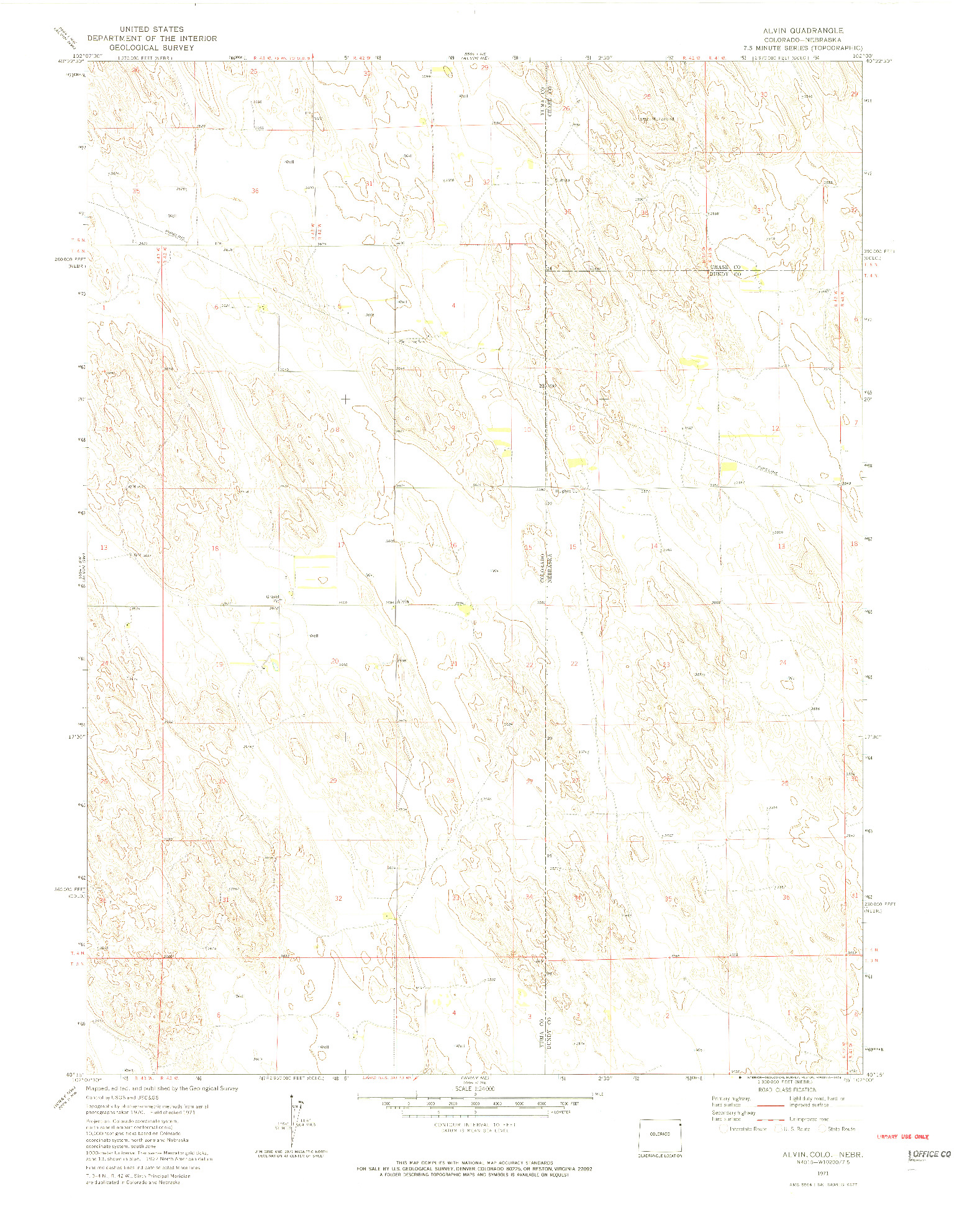 USGS 1:24000-SCALE QUADRANGLE FOR ALVIN, CO 1971
